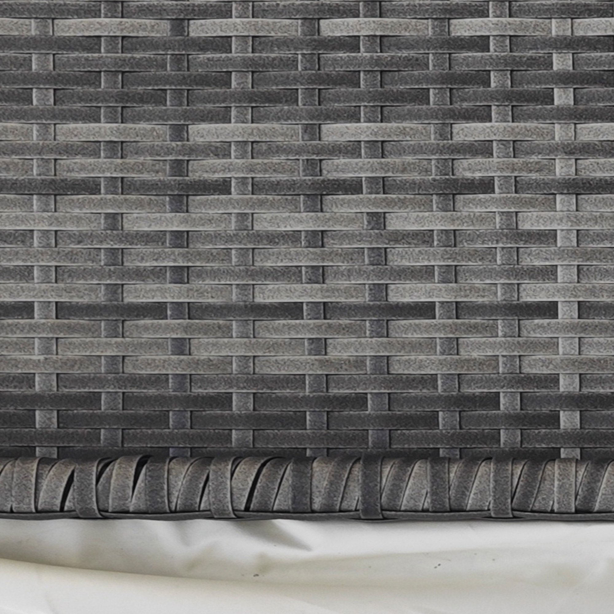 Balkontisch, halbrund, Polyrattan+Metall, 100x50x74 cm, Grau