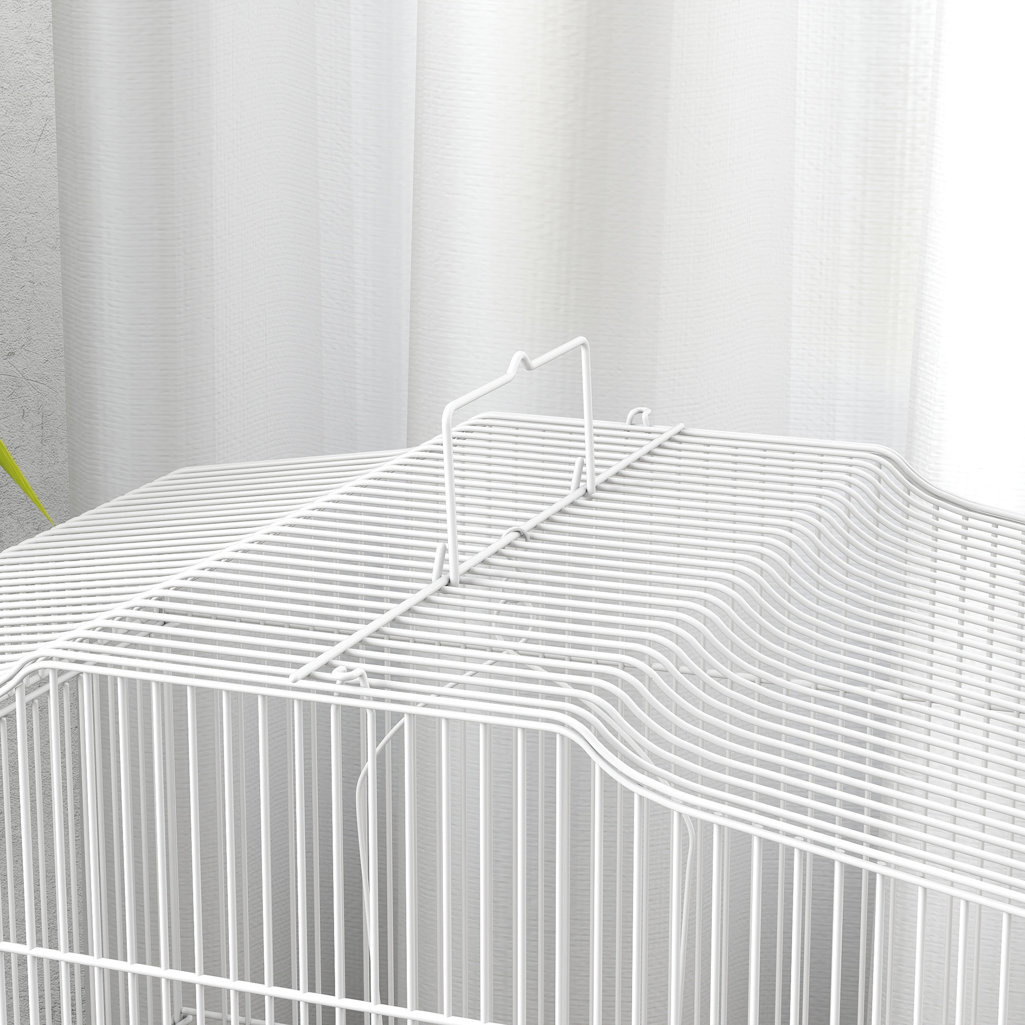 Vogelkäfig im Vintage-Design für kleine Vogelarten inkl. Zubehör 46,5 x 36 x 59 cm Stahl, Holz, Weiß+Natur