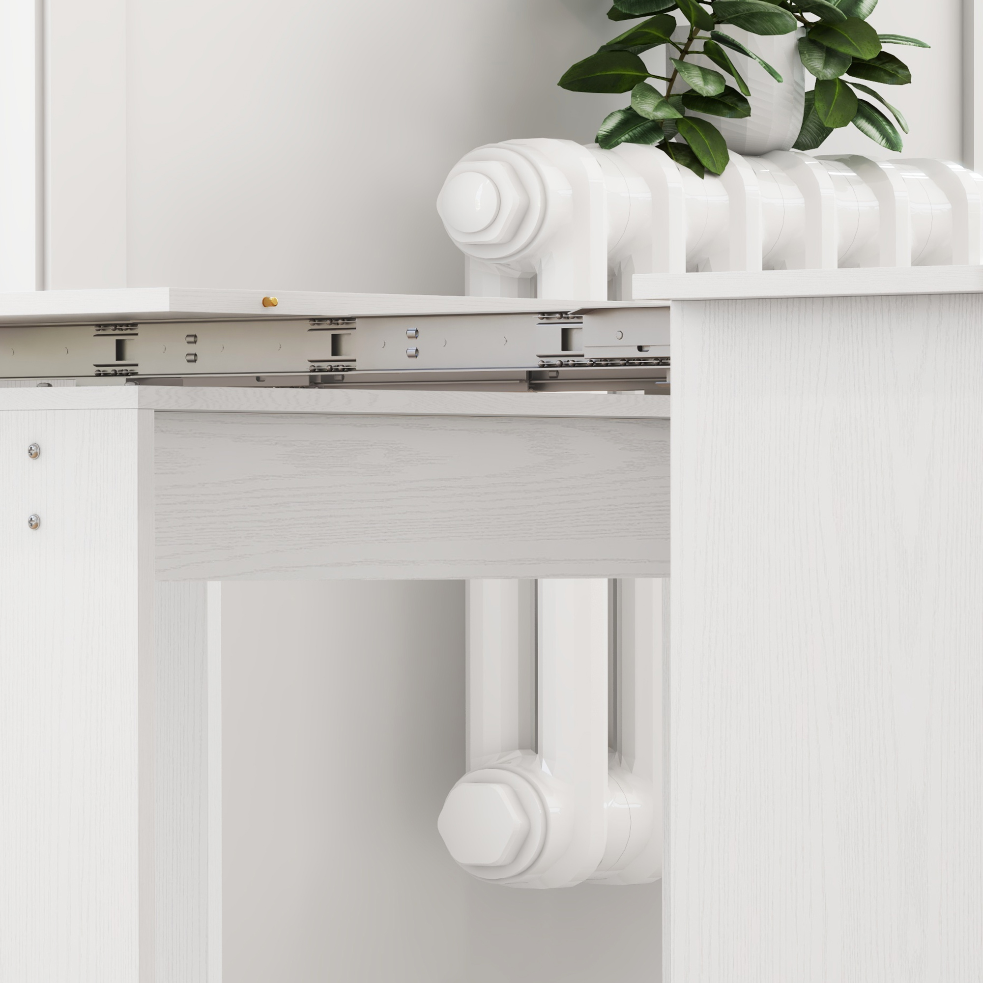 Esstisch, Klapptisch, ausziehbarer Küchentisch, Esszimmertisch, Spanplatten, 60-180 x 85 x 75 cm, Weiß