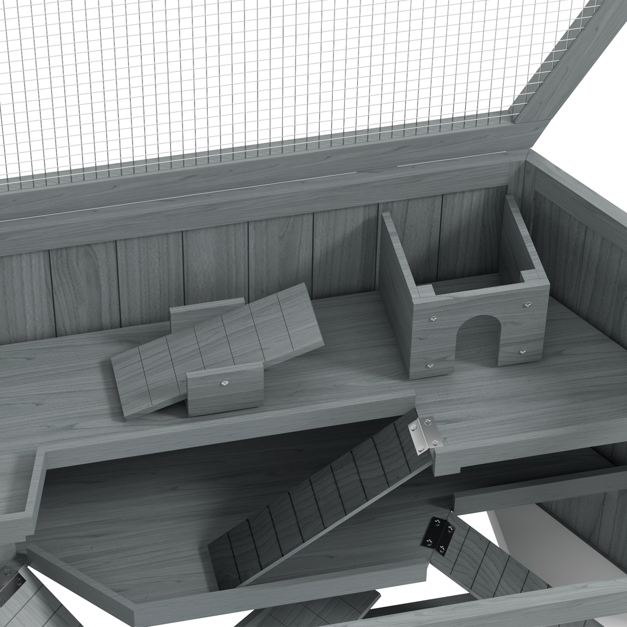 Hamsterkäfig, 3 Etagen, herausnehmbare Wanne, Holz/Metall, 115x60x55 cm