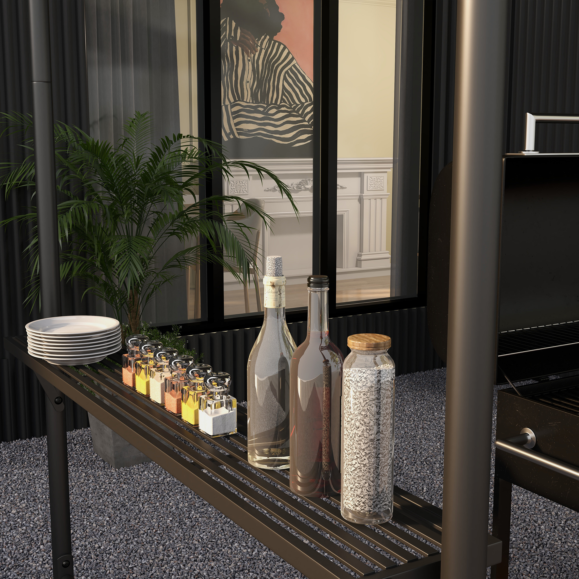 Grillzelt Grilldach, wetterbeständig, inkl, Seitentaschen, 277 x 149 x 230 cm, Dunkelgrau