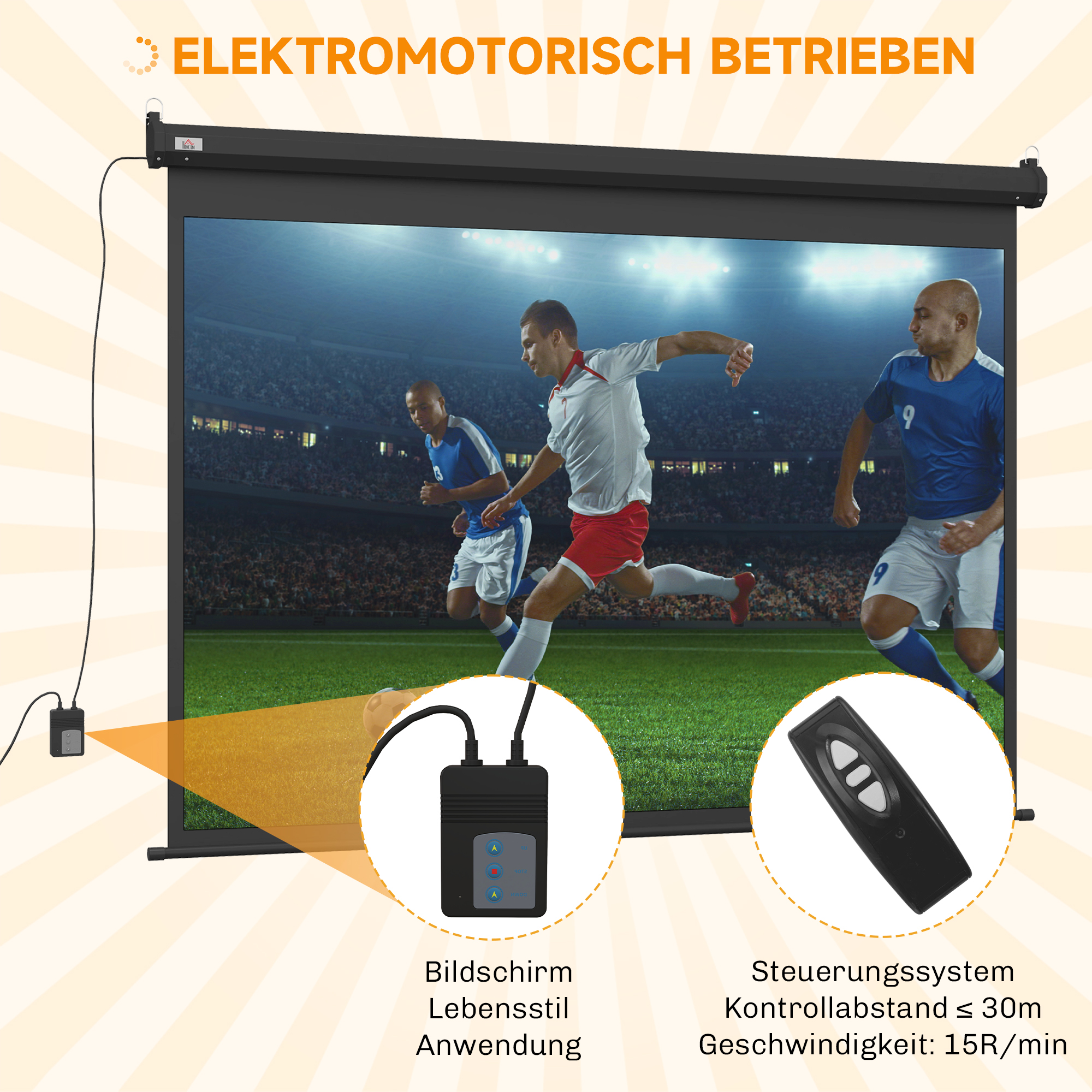 Beamer-Leinwand, Projektionsleinwand, 100 Zoll, 4:3, 203x152 cm, Schwarz