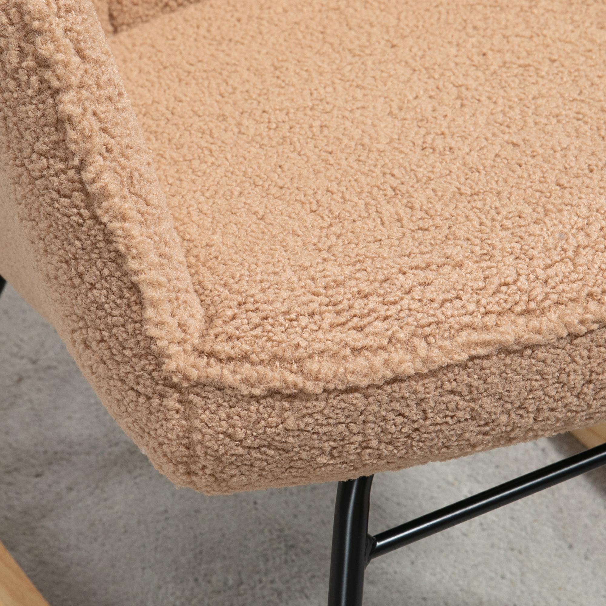 Schaukelstuhl im Retro-Design, Massivholz, Sessel, Relaxsessel, 98 cm x 71 cm x 101 cm, Braun