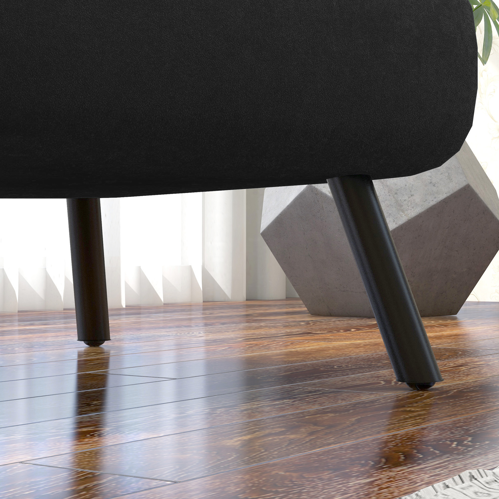 Relaxsessel im Skandidesign, Liegesessel, Lesesessel. ink. Kissen mit Knopfhefung, Schwarz