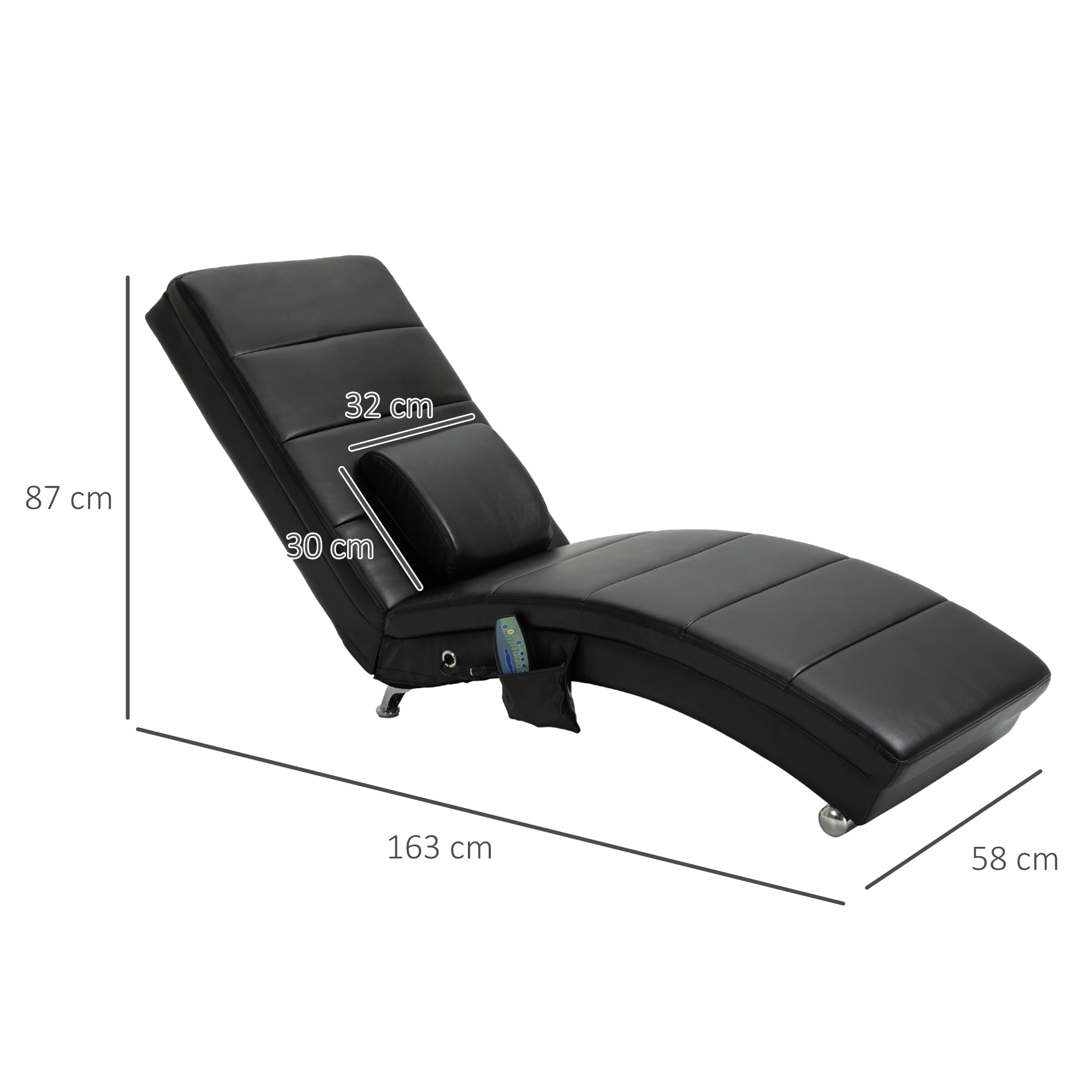 Relaxliege mit Massagefunktion Loungesessel Ergonomisch hohe Rückenlehn, mit Massagefunktion und Kissen mit Zero-G Design Lounge Sessel Kunstleder Metall Schaumstoff Schwarz 58 x 163 x 87 cm