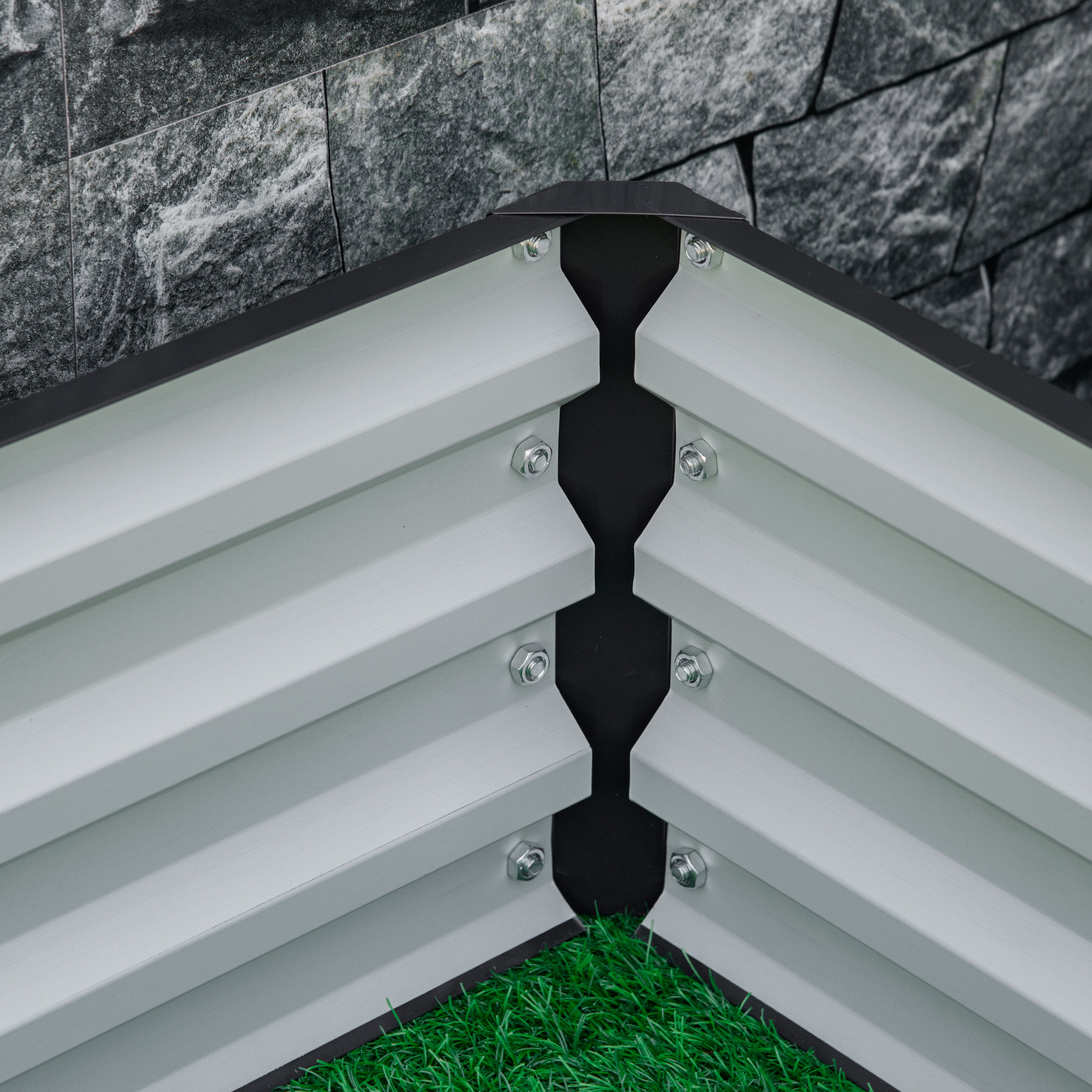 Gartenbeet, Pflanzkasten mit Stahlgehäuse, Grau, 120 x 120 x 30 cm