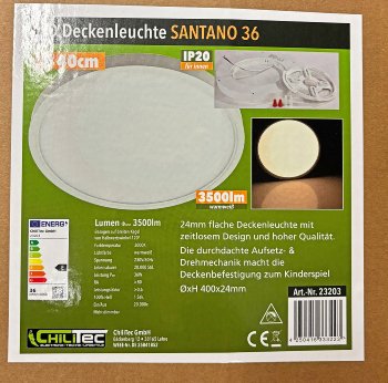 LED Deckenleuchte "Santano 36w", Ø 40cm, 36W, 3500lm, 3000K warmweiß