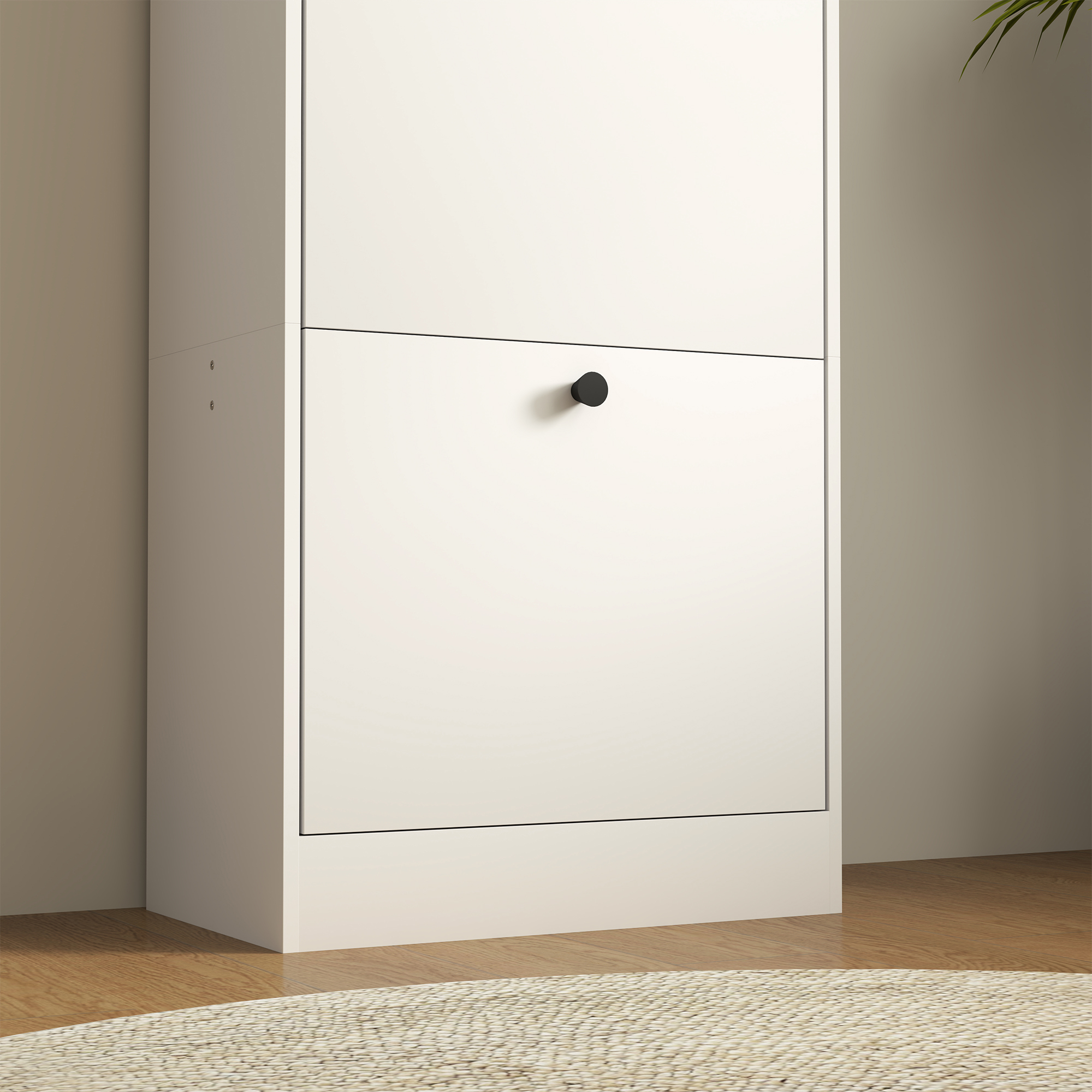 Schuhschrank, Schuhregal, 3 Klappfächer, verstellbar, Spanplatte, Weiß