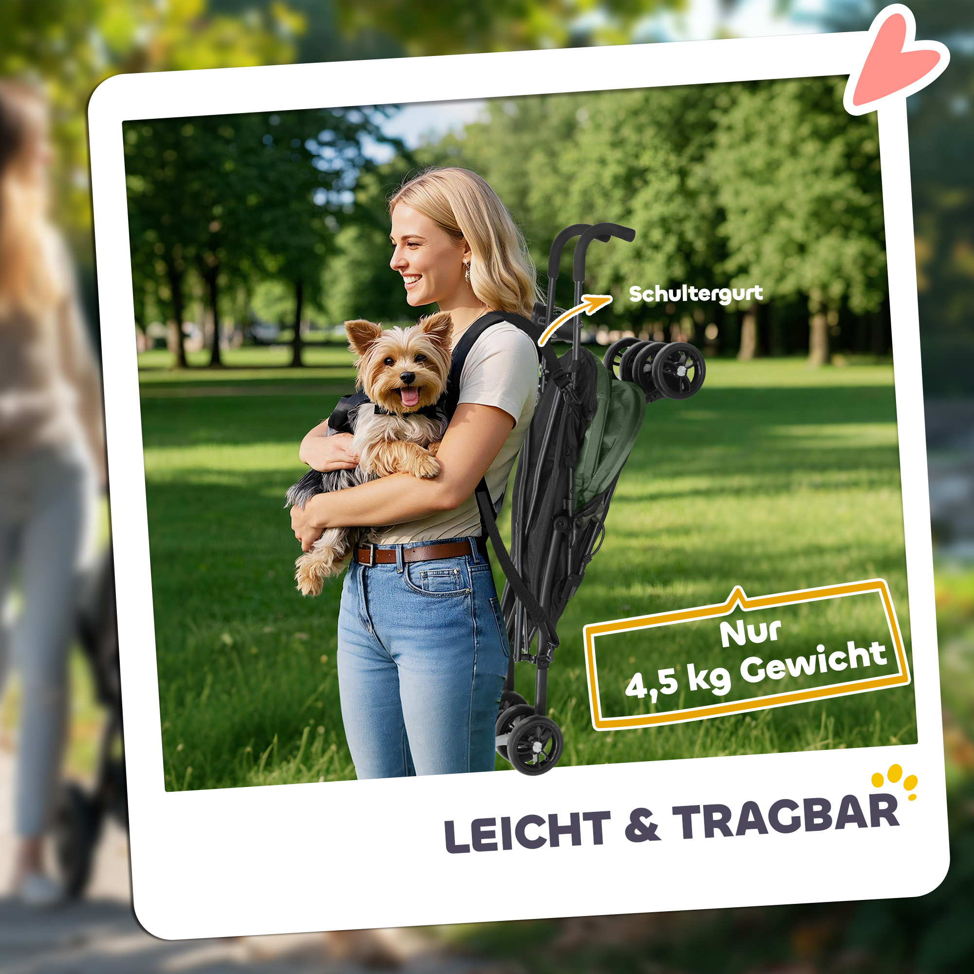 Haustierwagen, Sicherheitsleinen, Netzfenster, 76L x 44B x 103H cm, Dunkelgrün