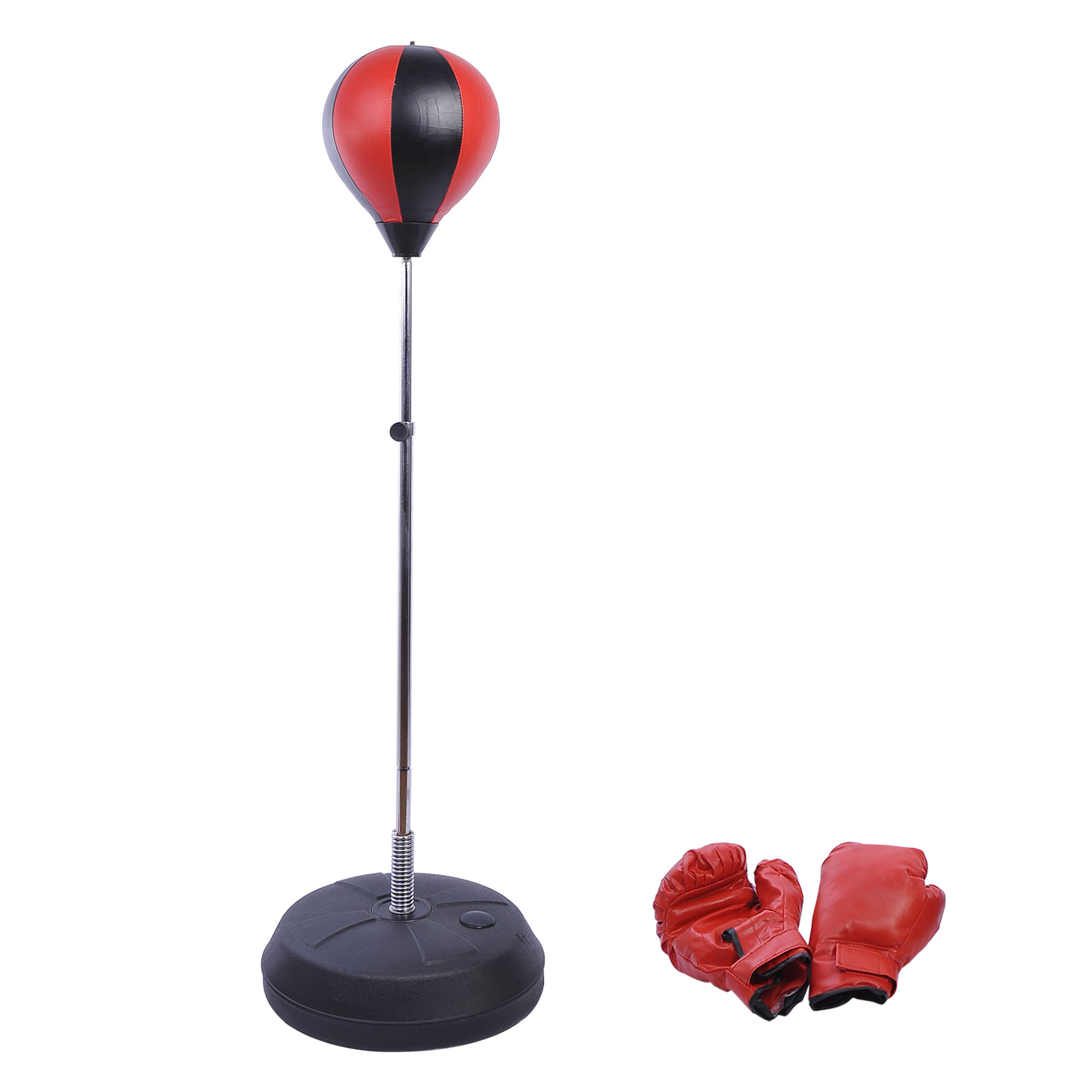 Punchingball Set Standbox Training Set 125/131/138/145cm höhenverstellbar mit 1 paar Handschuhe 1 Pump Geeignet für Profis und Anfänger Rot