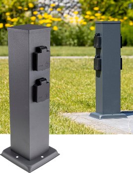 Steckdosensäule 4-fach, IP44, Anthrazit, 250V~/ 16A, 13x13x40cm Steckdosensäule 4-fach, IP44, Anthrazit, 250V~/ 16A, 13x13x40cm