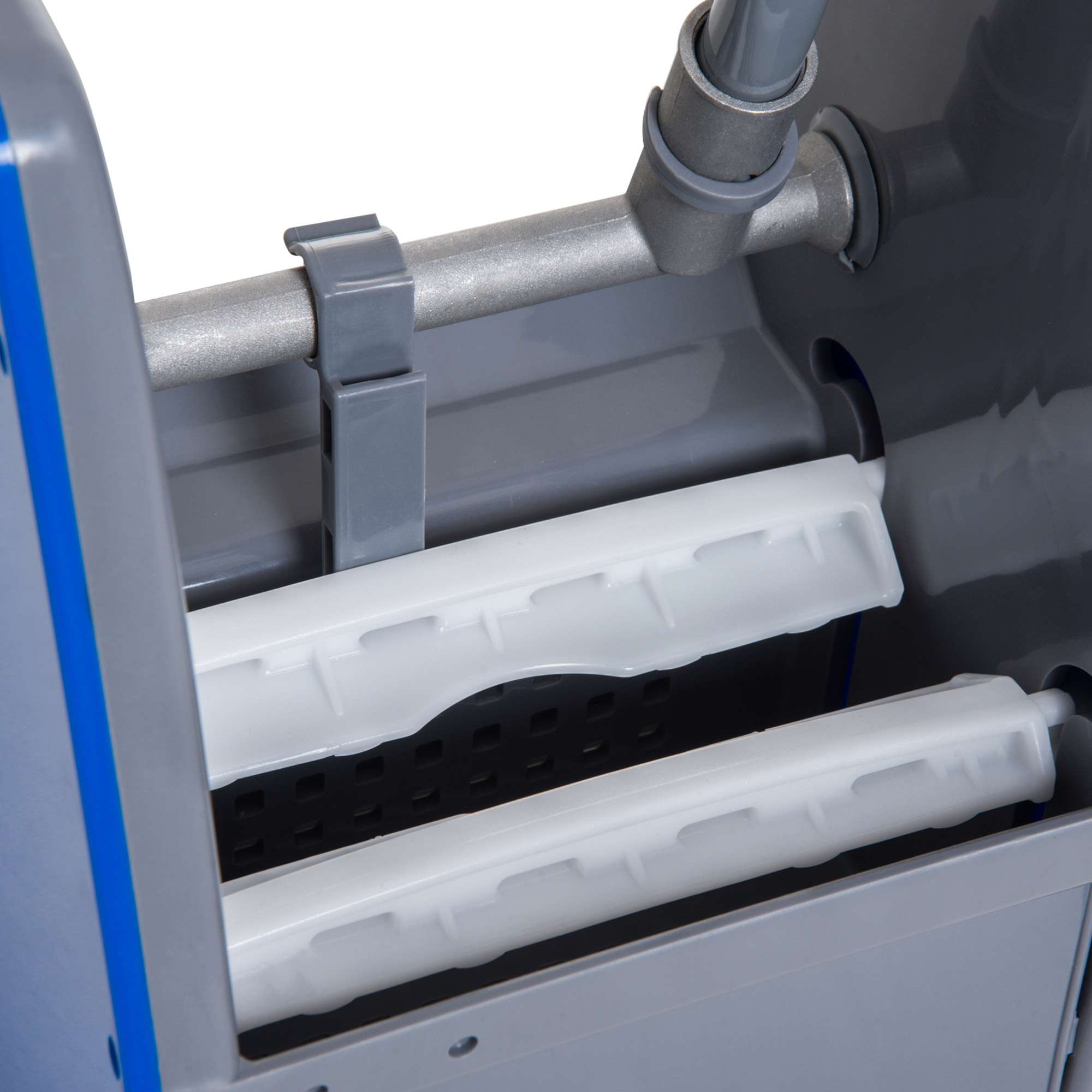 Putzwagen Reinigungswagen Wischwagen mit 2 Eimern Systemwagen mit 4 leichtgängigen Rollen Metall+PP Blau+Rot 73 × 45 × 92 cm