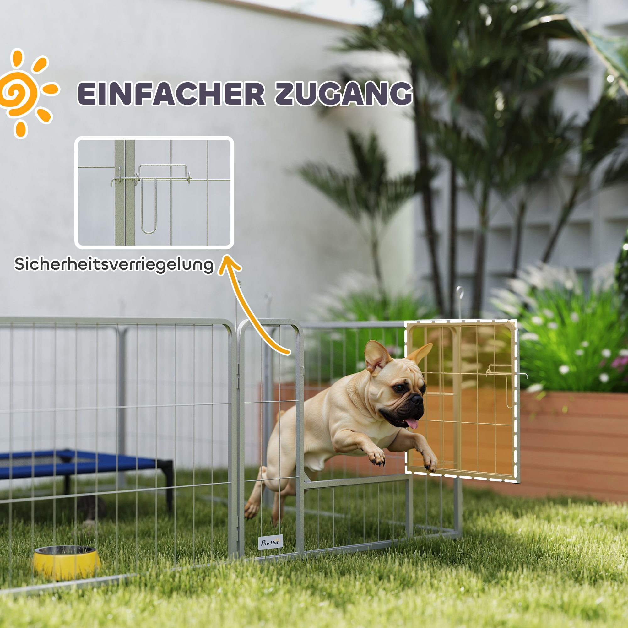 Haustiergehege, Hundezaun, Haustierspielplatz, flexibel anpassbar, rostfreier Stahl