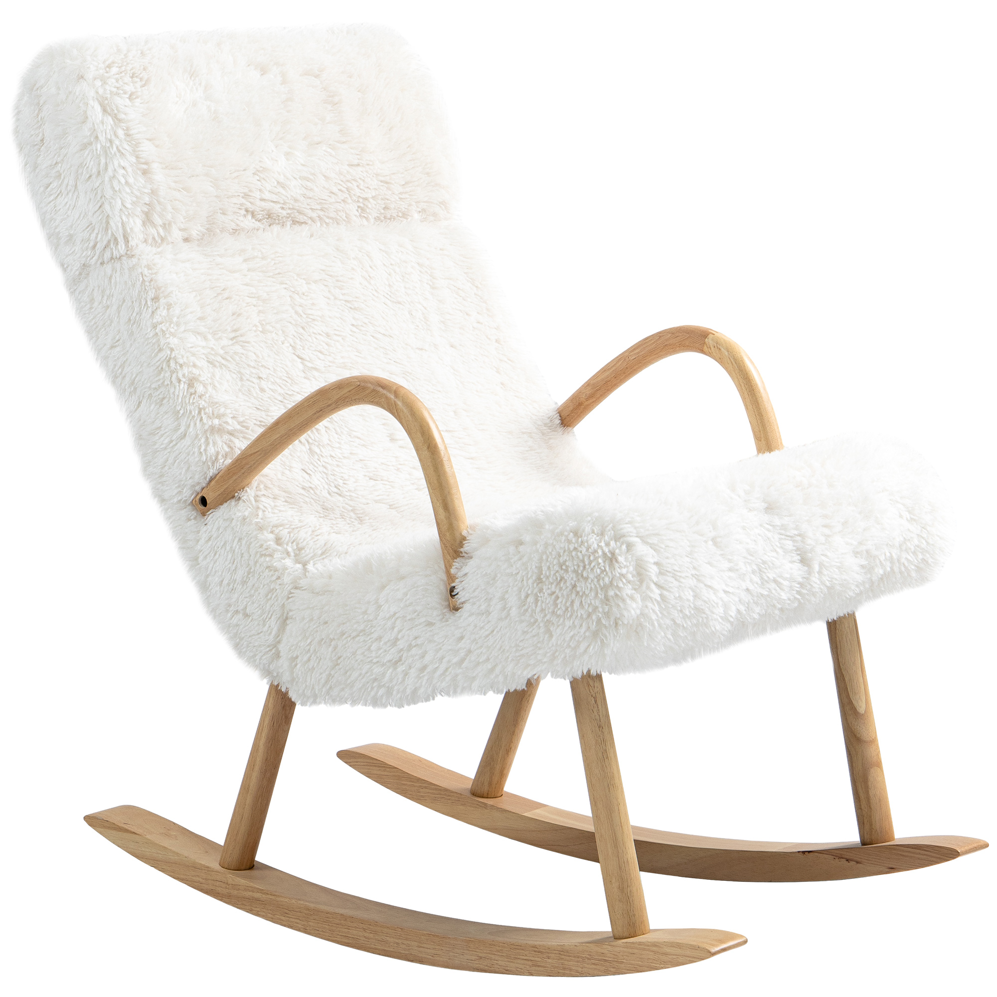 Schaukelstuhl, verstellbare Kopfstütze, weiche Polsterung, 58x114x109 cm, Weiß