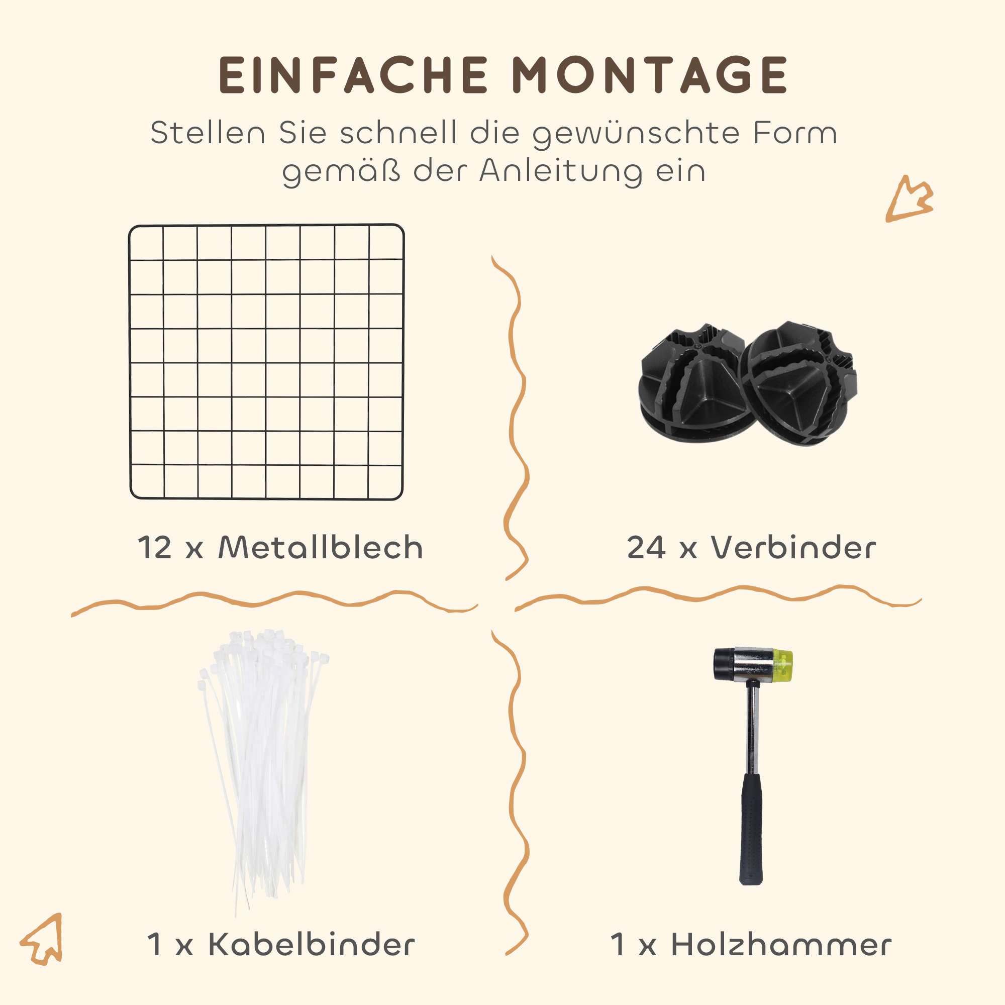 Gittergehege Freigehege Laufgehege für Kleintiere Laufstall Kleintierkäfig Metallgitter flexibel umformbar Schwarz 106 x 73 x 36 cm