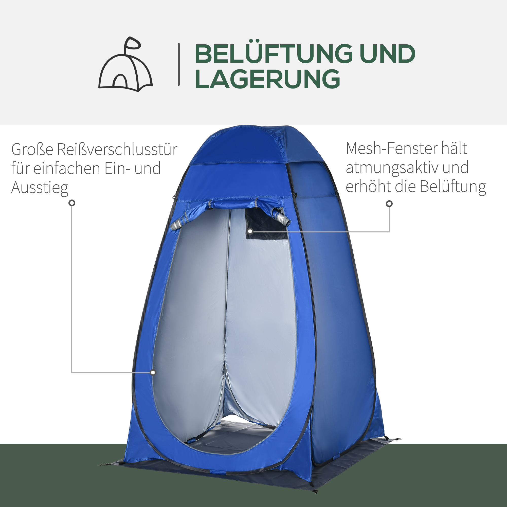 Pop up Duschzelt Toilettenzelt Camping Umkleidezelt mit Tragetasche Mobile Outdoor Toilette Umkleidekabine Lagerzelt Dunkelblau 126 x 124 x 189 cm