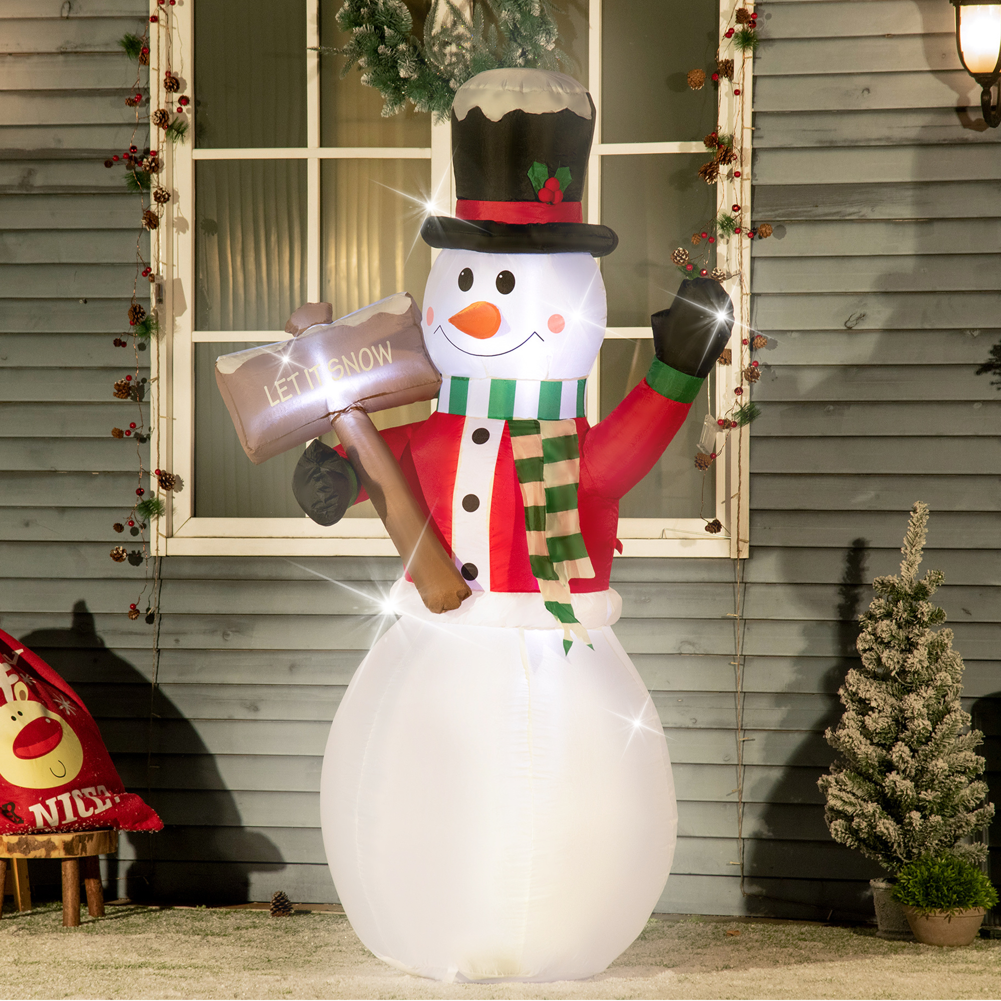 Aufblasbarer Schneemann, Outdoor Weihnachtsdekoration, 1,80 m, Santa Claus, inkl. Gebläse, Mehrfarbig