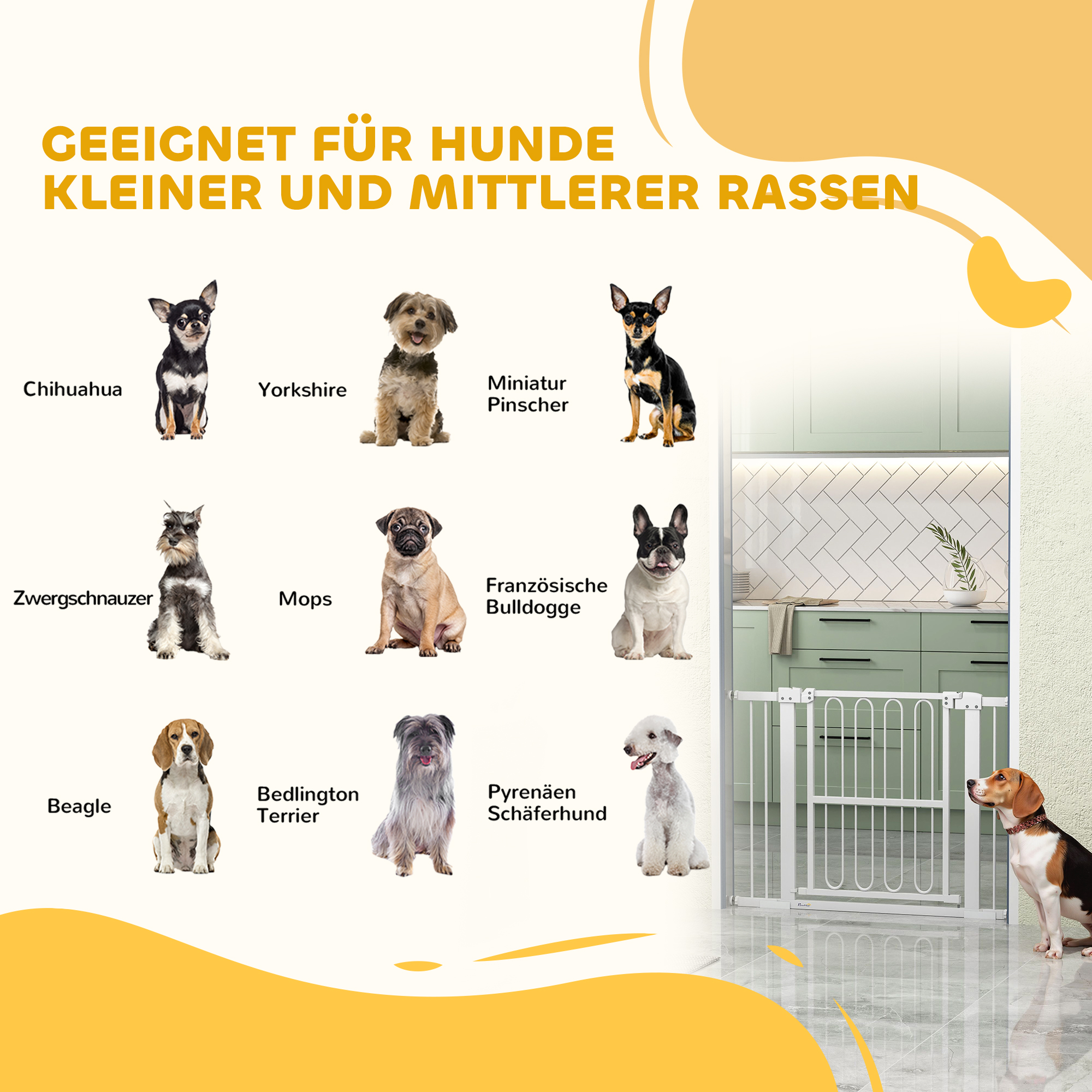 Türschutzgitter Hund, 76-104 cm Absperrgitter ohne Bohren, Treppengitter