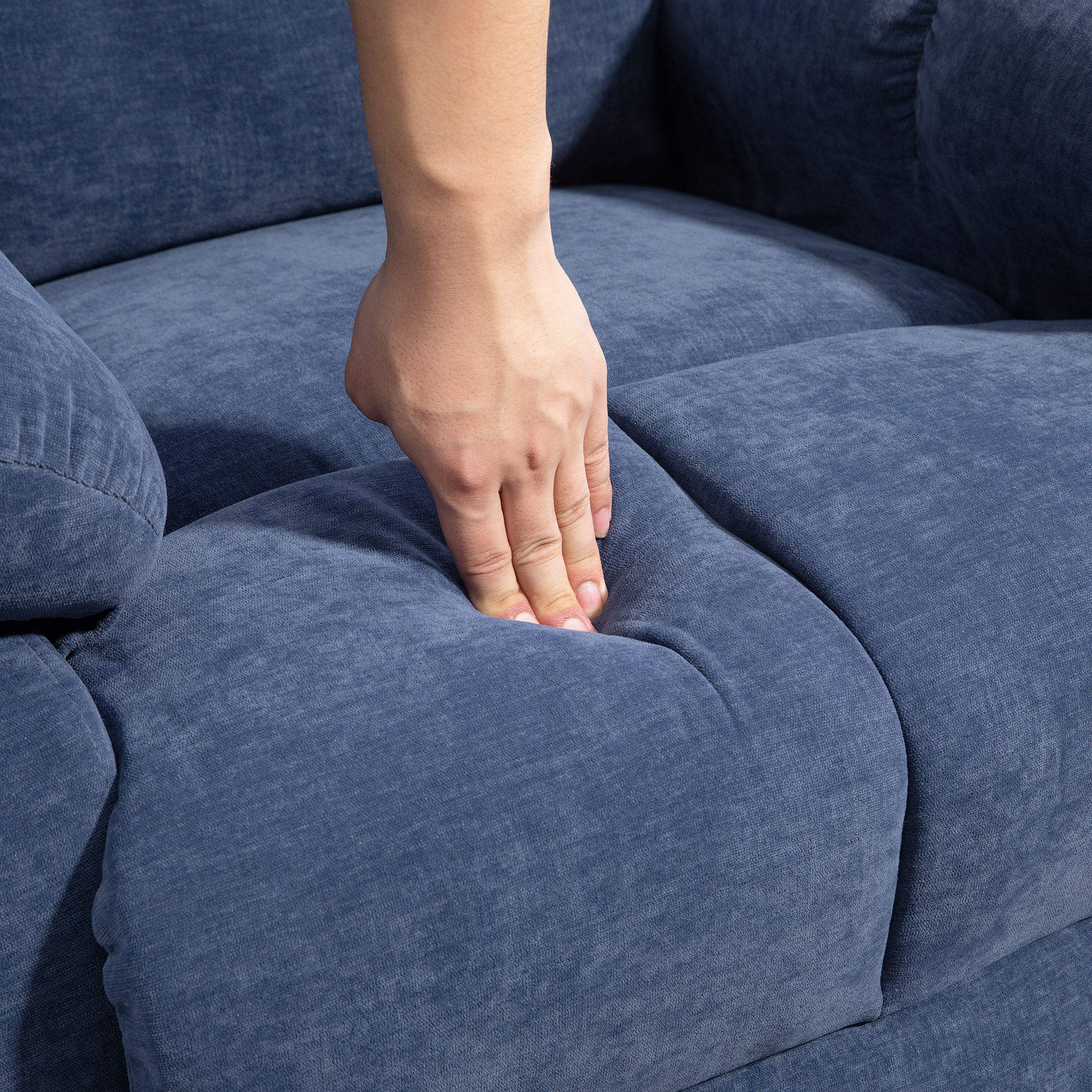 Massagesessel mit Wärme- & Liegefunktion, drehbar, bis 150 kg, Metallgestell, 98x90x98cm, Blau