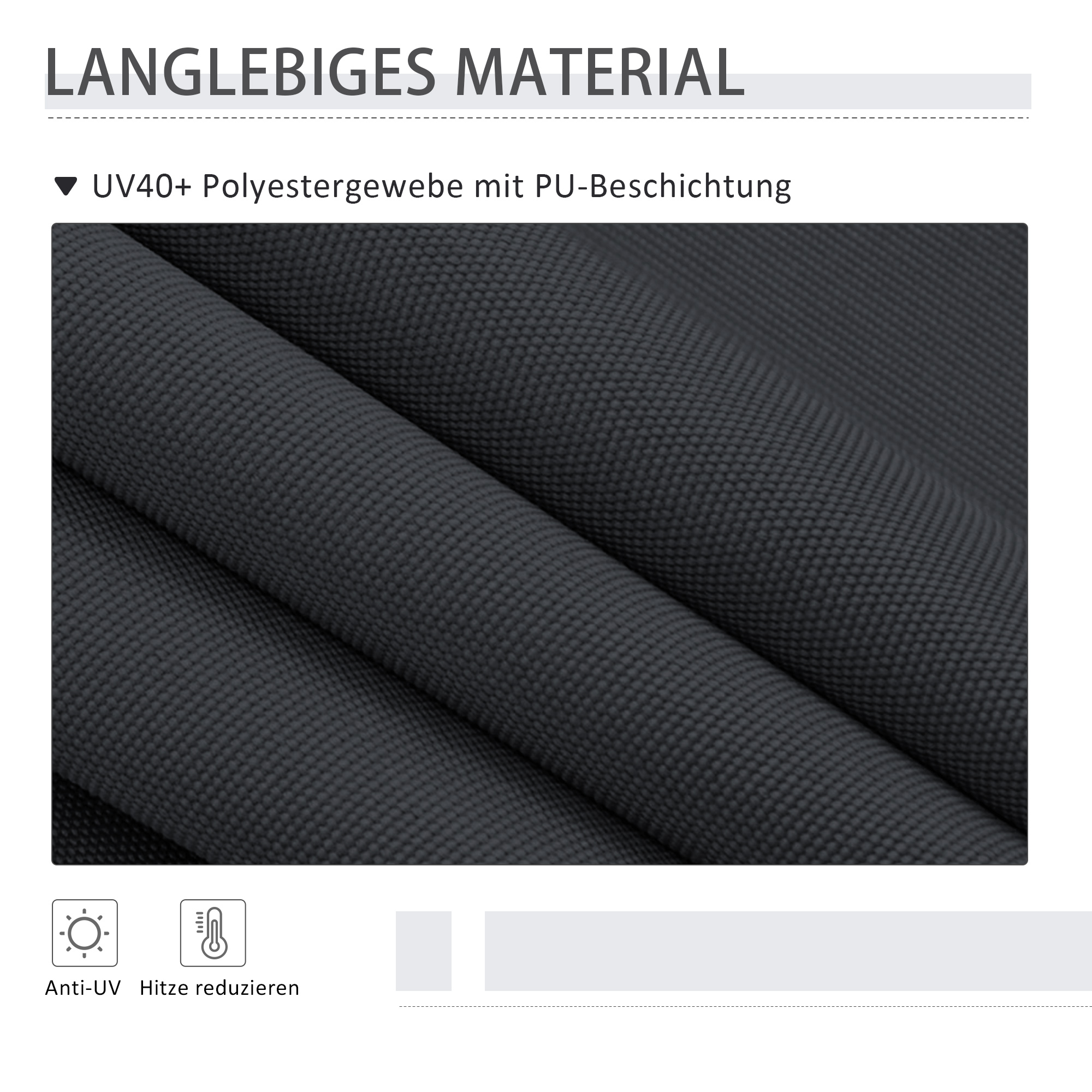 Seitenmarkise, Montage ohne Bohren, höhenverstellbar, mit Handkurbel, Metallrahmen, grau, 2 x 2,15-3,05 m