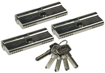 Schließzylinder-Set 3x 80mm (40+40mm), Profil-Zylinder, 5 Sicherheits-Schlüssel Schließzylinder-Set 3x 80mm (40+40mm), Profil-Zylinder, 5 Sicherheits-Schlüssel