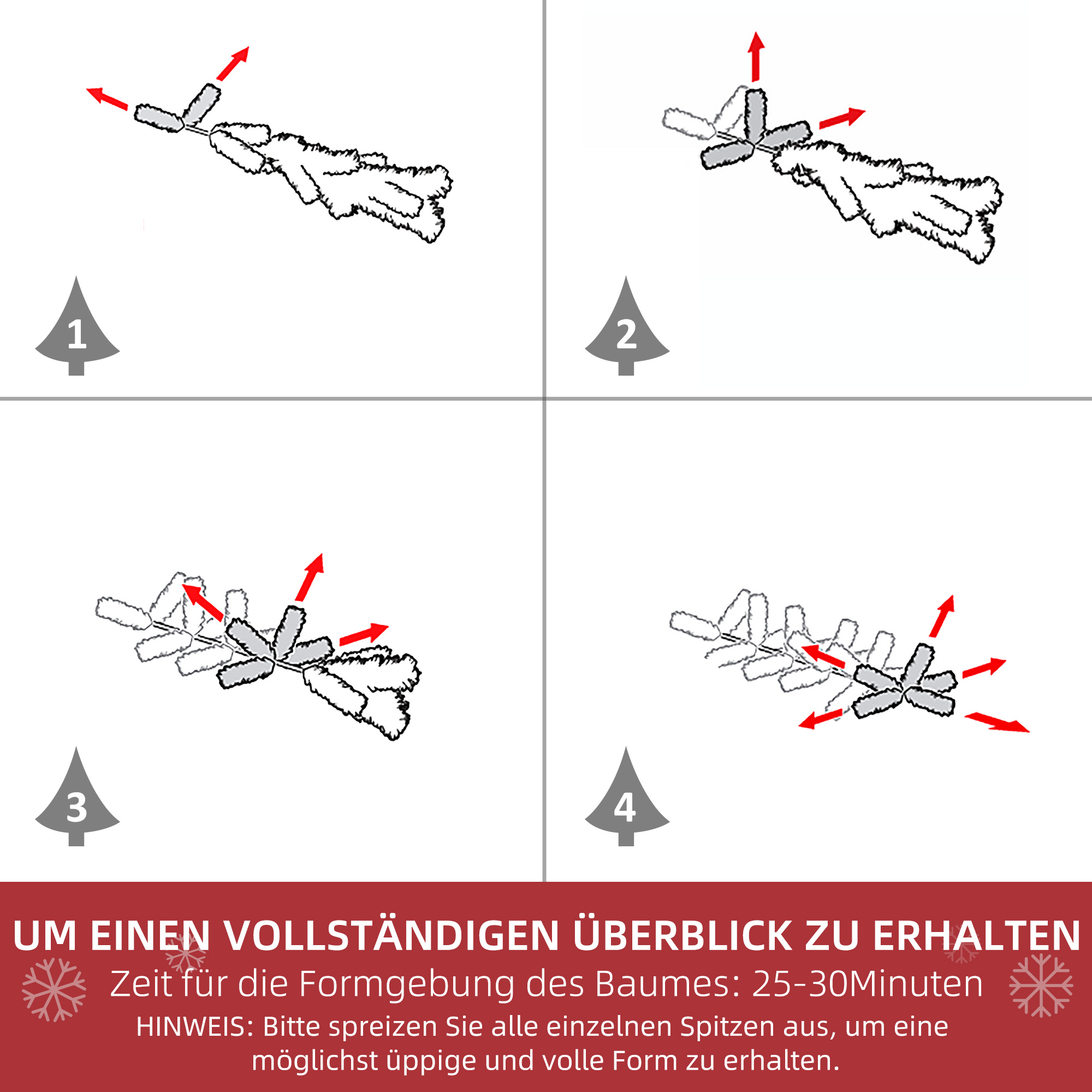 Weihnachtsbaum, Schnee-Effekt, flammenhemmend, Scharnierkonstruktion, Grün/Weiß