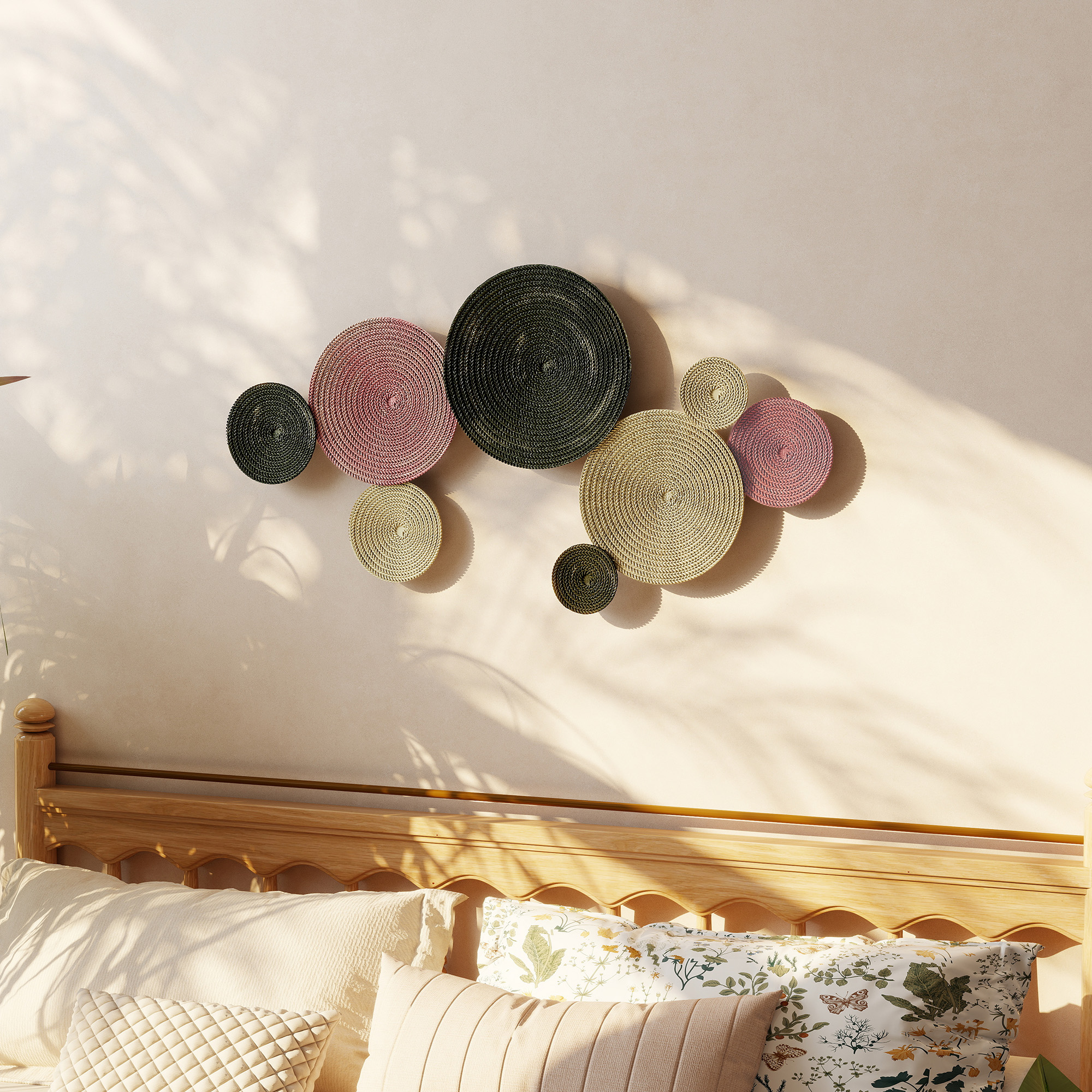 Wanddekor-Set im Disk-Design, 8 Metallscheiben, vielseitig einsetzbar, Mehrfarbig