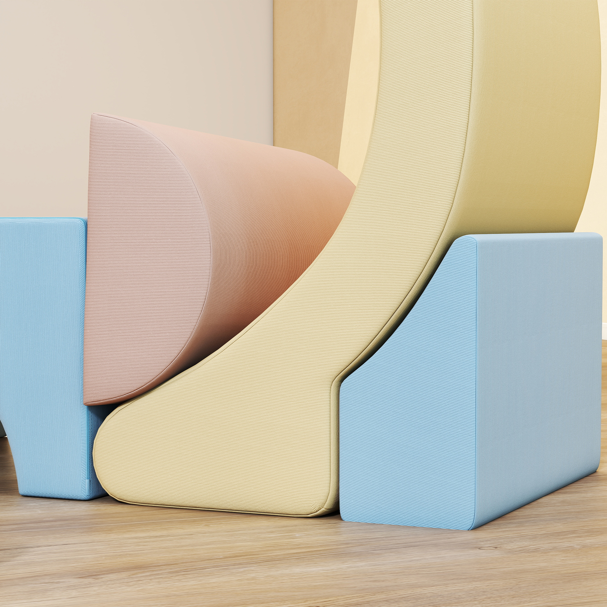 5er-Set Schaumstoff-Kletterblöcke, Cordbezug, leichtes Gewicht, zum Bauen, Krabbeln, Klettern, Bunt