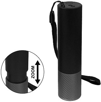 LED-Taschenlampe ARCAS mit Akku 3W, 300lm, Zoom