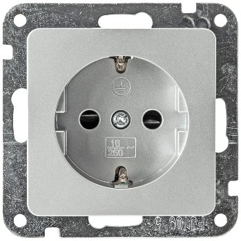 DELPHI Schutzkontakt-Steckdose, silber, 250V~/ 16A, Steckanschluss, ohne Rahmen DELPHI Schutzkontakt-Steckdose, silber, 250V~/ 16A, Steckanschluss, ohne Rahmen