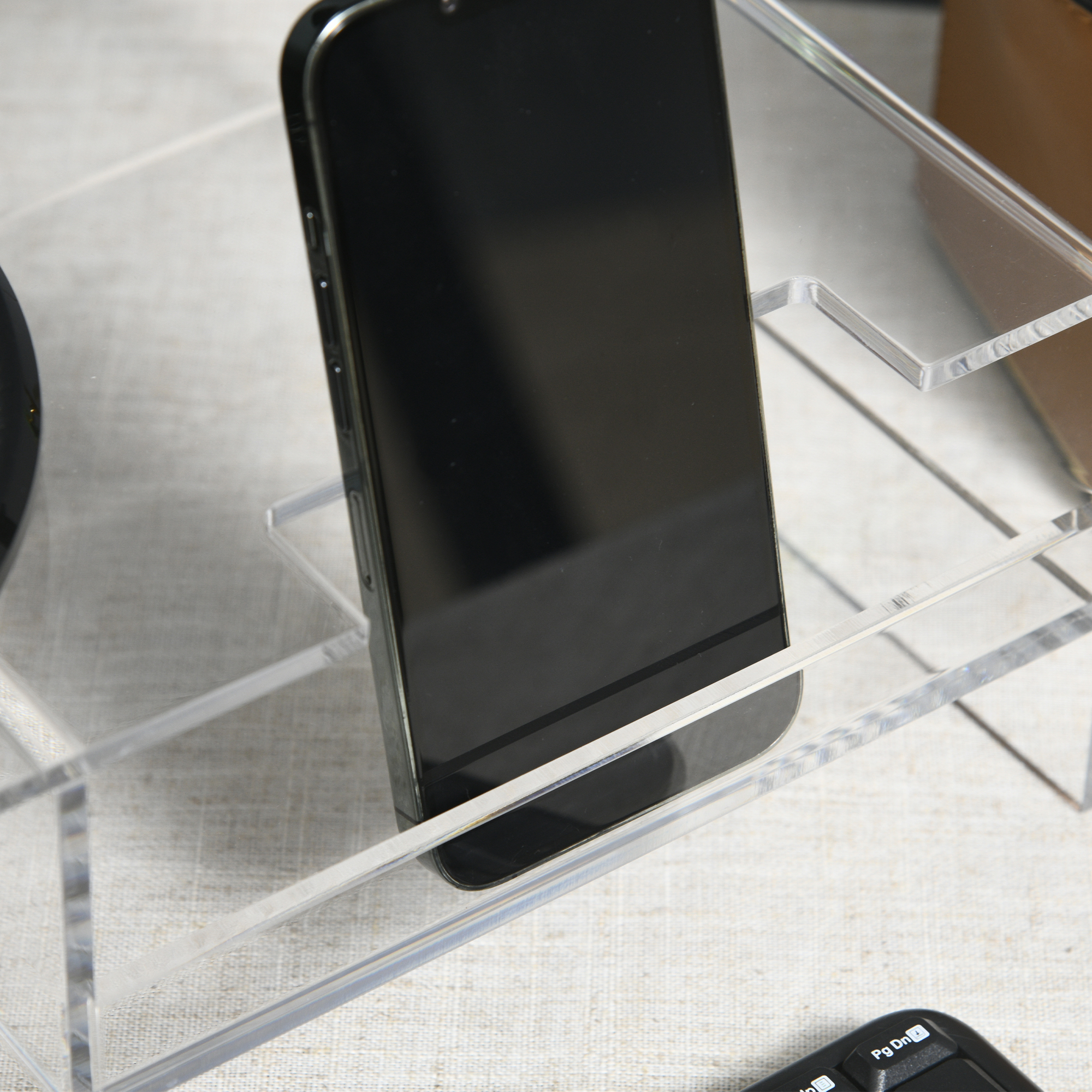 Monitorständer mit Tastaturfach, transparent, für Monitore bis 24 Zoll, 2 Etagen, Acryl, 50,8 x 19 x 12 cm