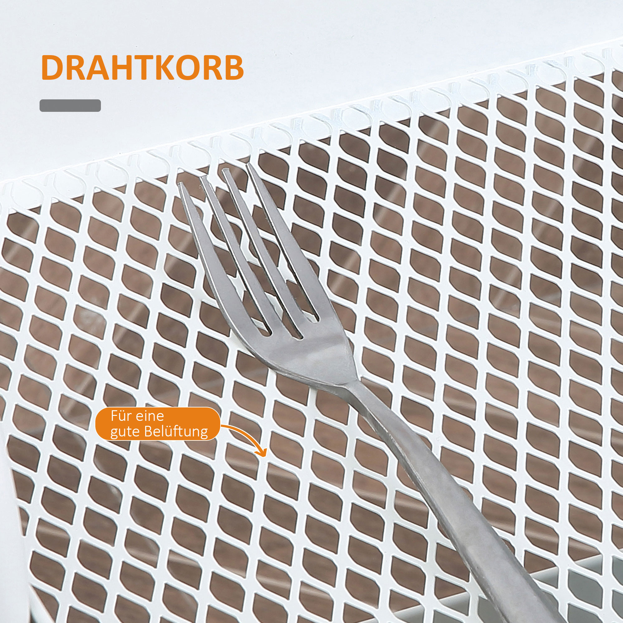 Servierwagen mit 3 Ebenen Küchenwagen mit Rollen Griff Küchenregal mit Korb und Deckel Rollwagen Allzweckwagen für Küche Büro Badezimmer, Weiß