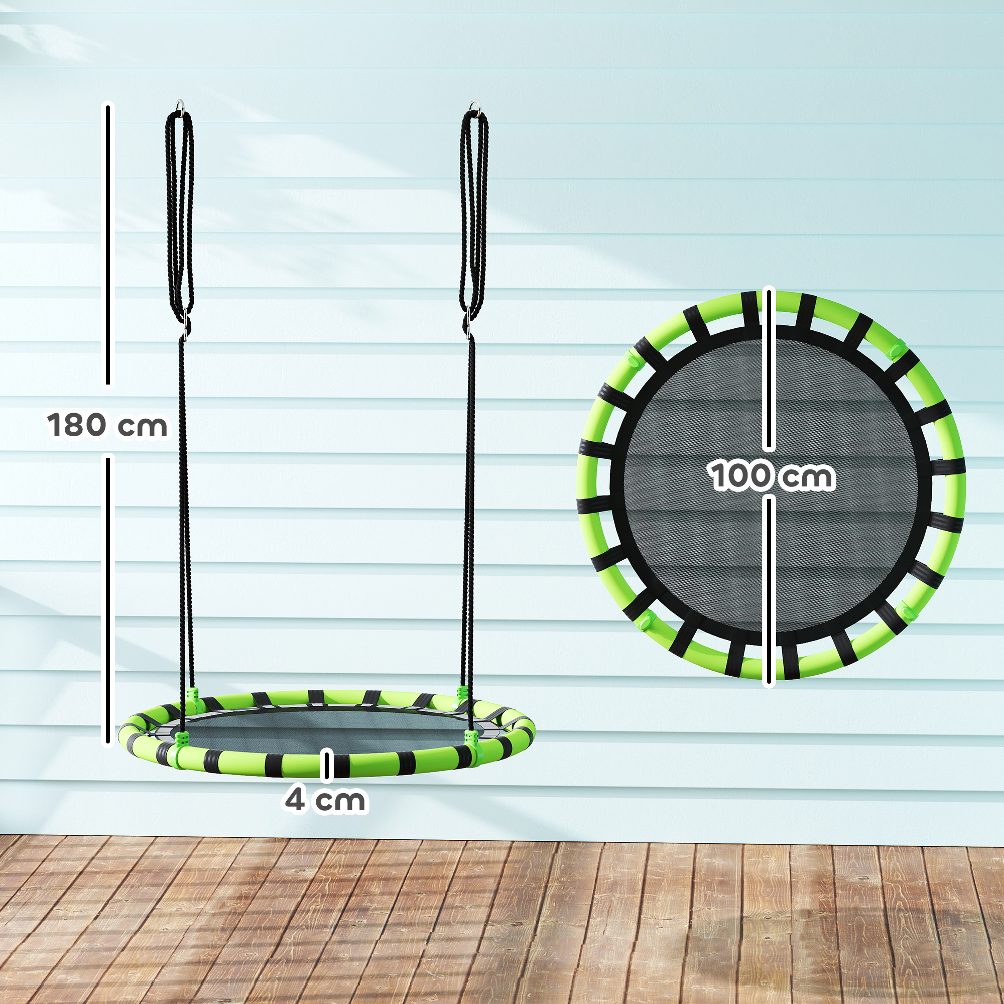 Kinderschaukel, 150 kg belastbar, Ø100 x 180H cm, Metall, Schaumstoff, Schwarz