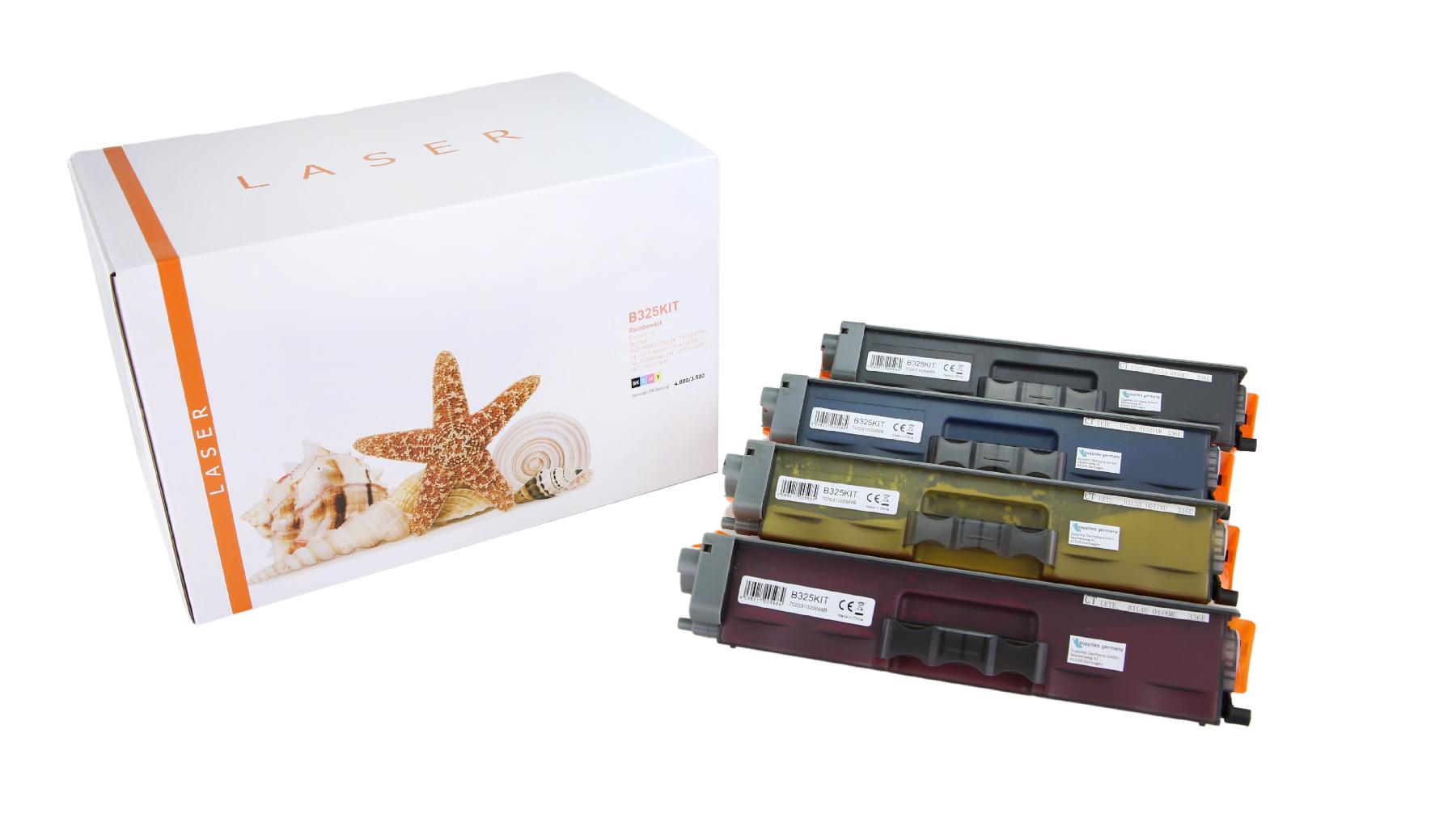 TN325KIT alternativ Toner Rainbowkit für Brother / TN325 / BK4.000 / CMY3.500 Seiten