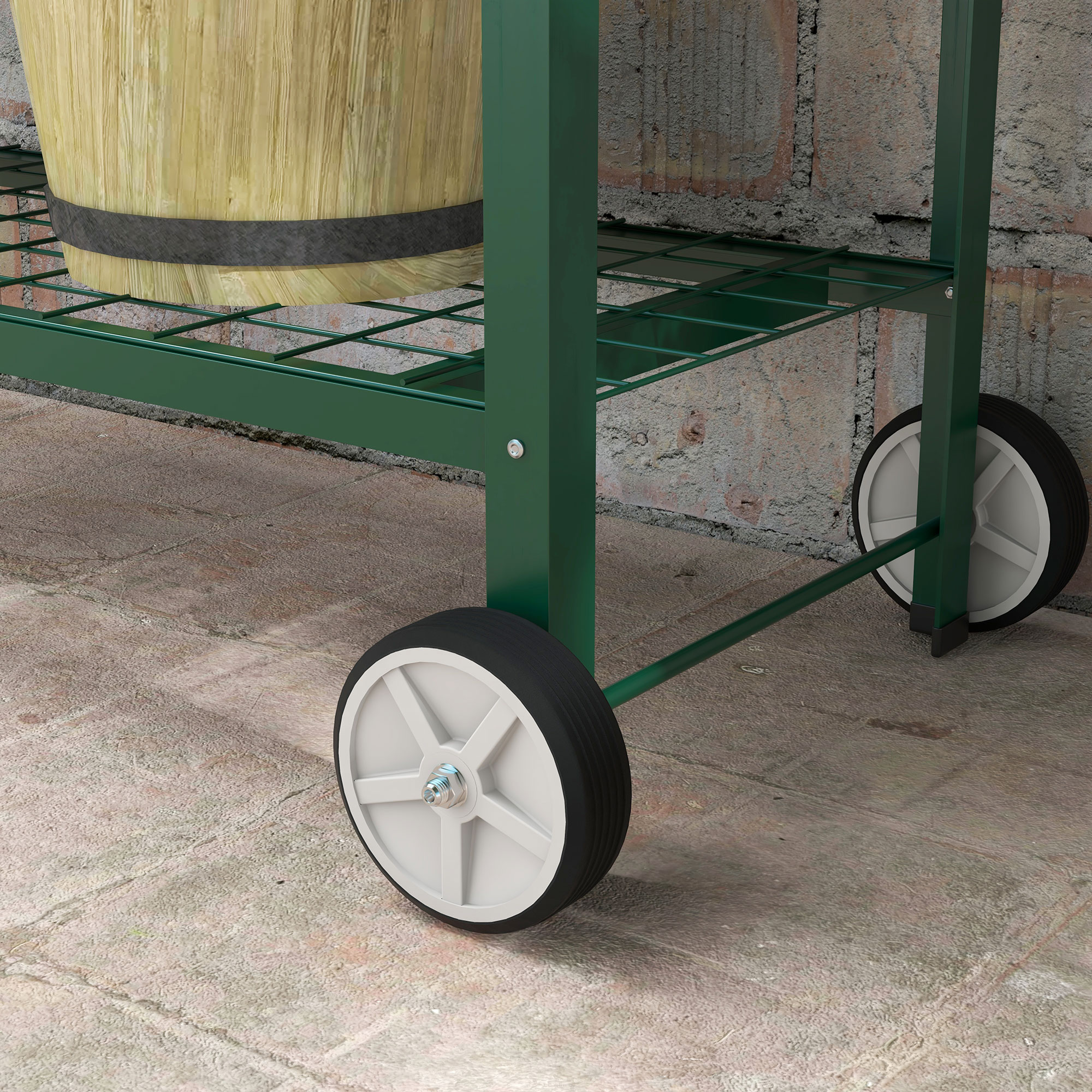 Hochbeet Pflanzbeet Pflanzkasten, 1 Ablage, 2 Rollen, 109 cm x 44 cm x 80 cm, Grün