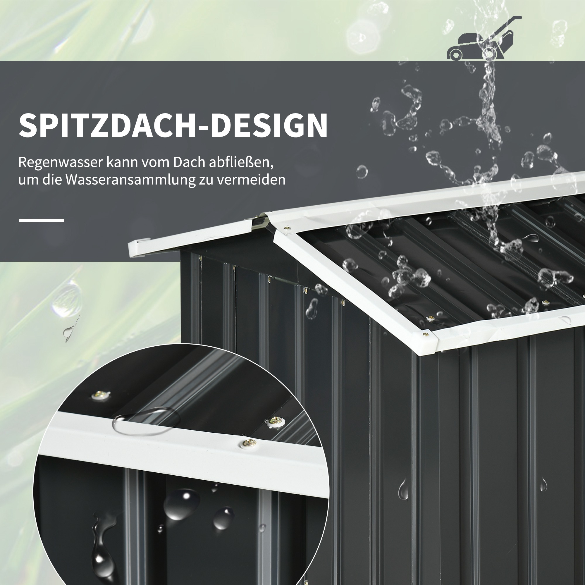 Metallschuppen für Rasenmähroboter, rostfrei, 86 x 100 x 63cm, Dunkelgrau