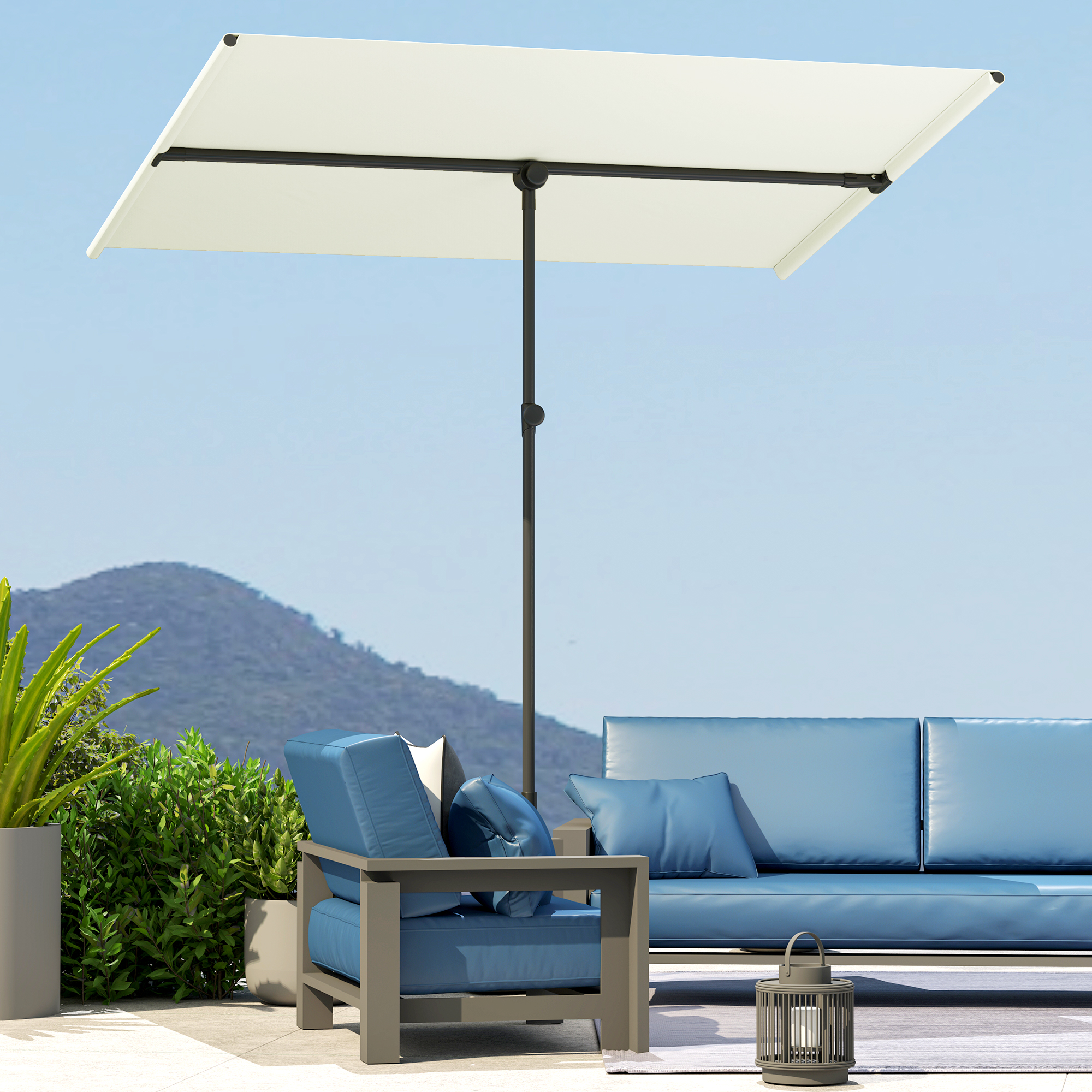 Sonnenschirm 180 Grad drehbar Höhenverstellbar Gartenschirm mit Aluminium-Mast 150x205cm Beige