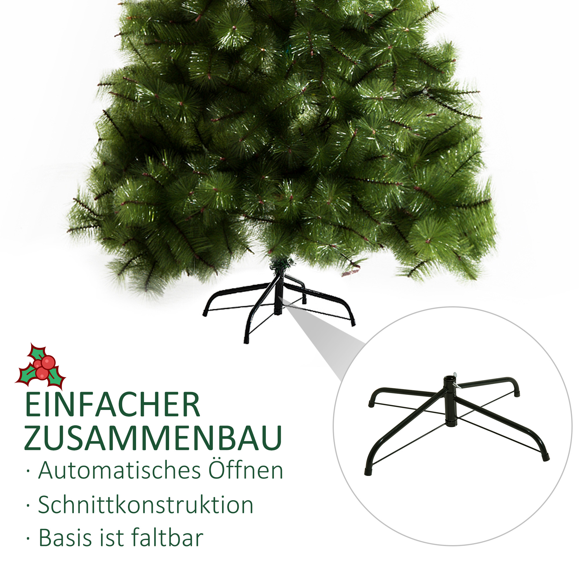 Weihnachtsbaum 210 cm künstlich Tannenbaum mit 505 Spitzen Christbaum Weihnachtsdeko inkl, Metallständer für drinnen