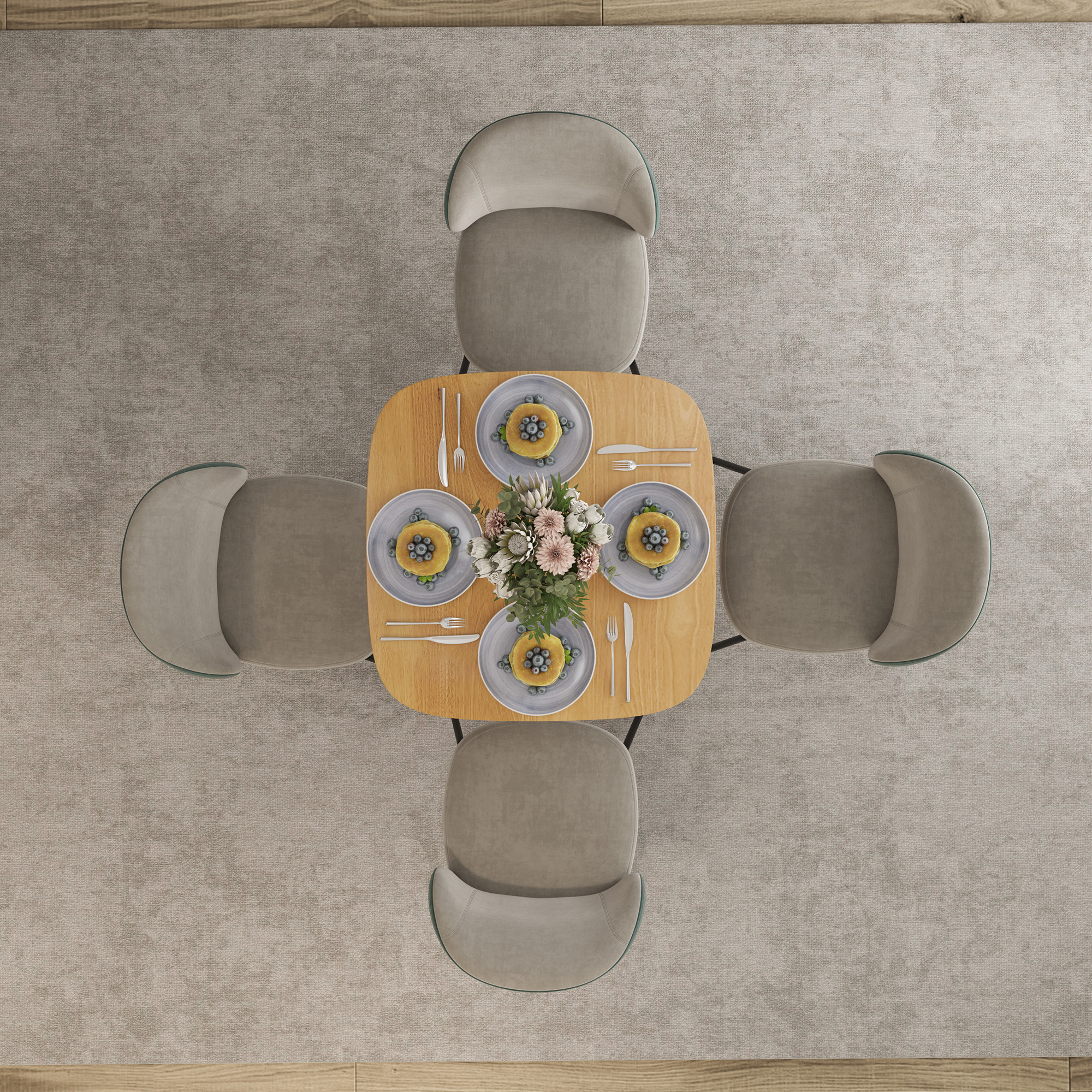 Esstisch, 70 x 70 cm Küchentisch für 4 Personen aus Kautschukholz für Küche, Esszimmer, Natur