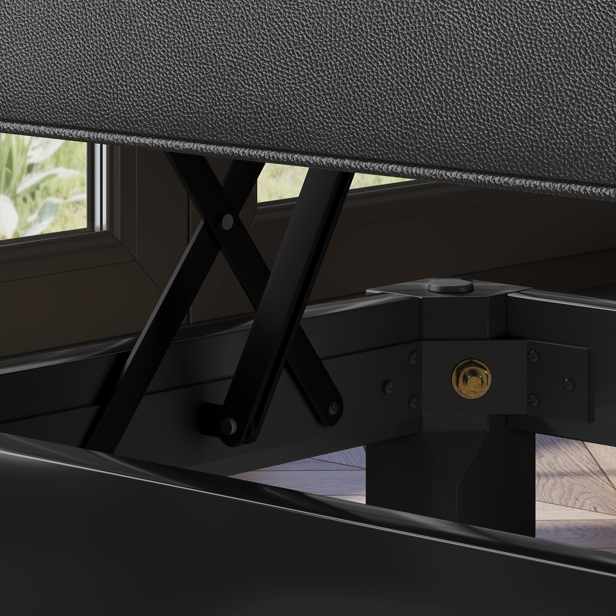 Klavierbank, Klavierhocker, Kunstleder, verstellbarer Doppelsitz, Stauraum, Schwarz