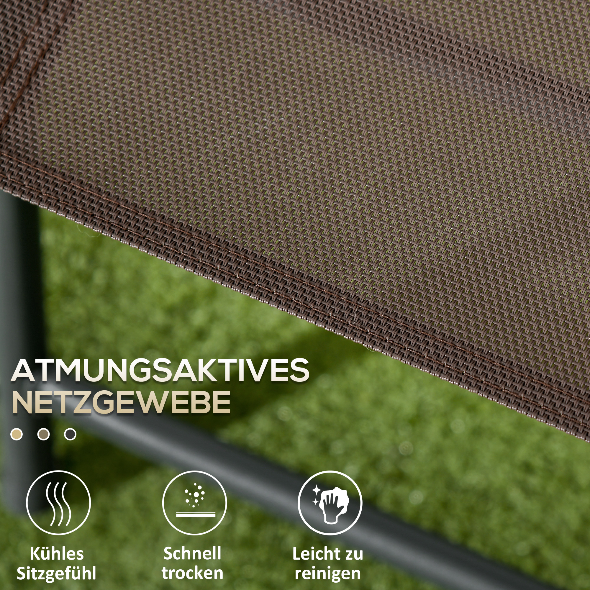 Bistro-Set 3-teilig aus Metall Wetterfest Gartenmöbel Set mit klappbar Glastisch Gartenstühlen Braun