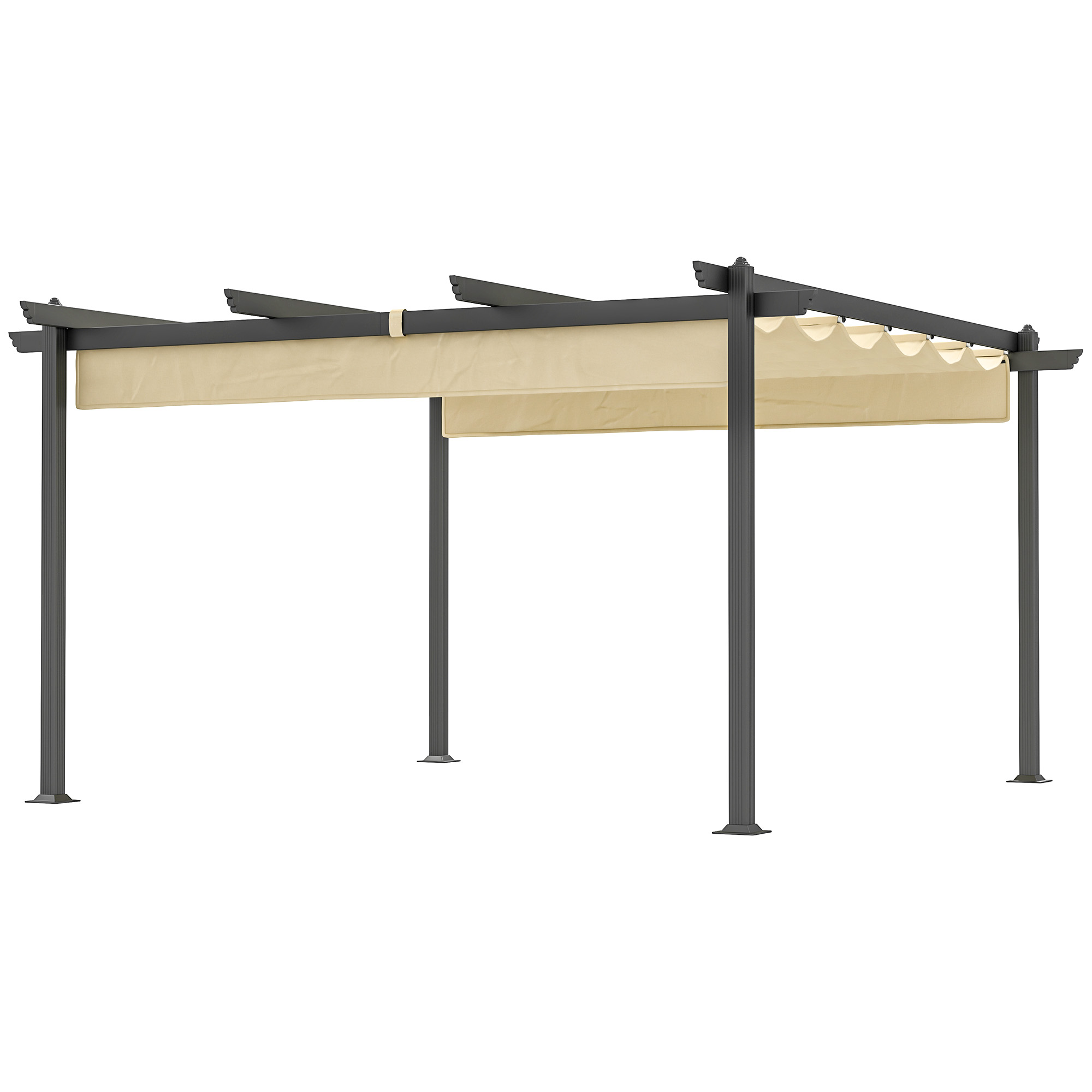 Verstellbare Garten-Pergola, Pavillon mit Aluminium-Rahmen, Outdoor-Baldachin, für Garten, Balkon, Terrasse, Beige