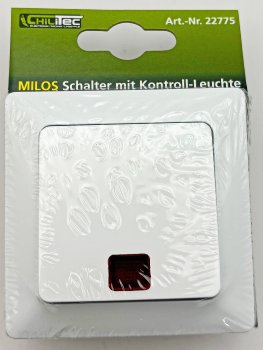 MILOS Kontroll-Schalter mit Lämpchen, 250V~/ 10A, inkl. Rahmen, UP, weiß matt