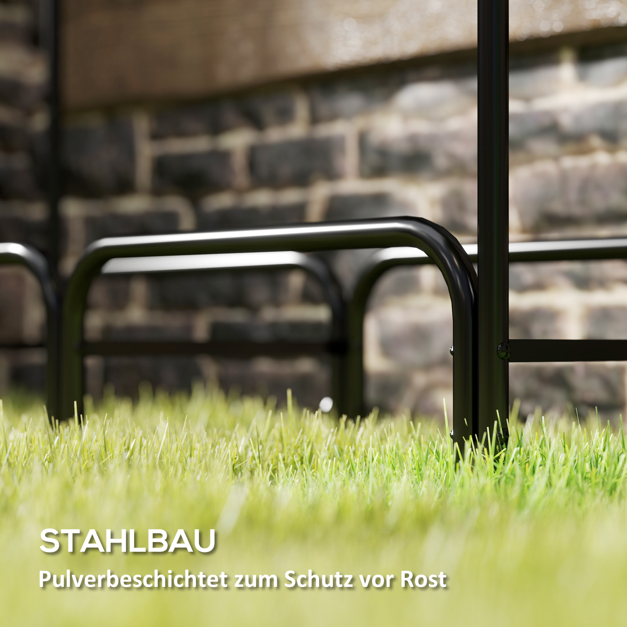 Feuerholzgestell, 0,33 m³, mit Tragetasche & Abdeckung, Metallrahmen, bis 150 kg, 120 x 36 x 99 cm, Schwarz