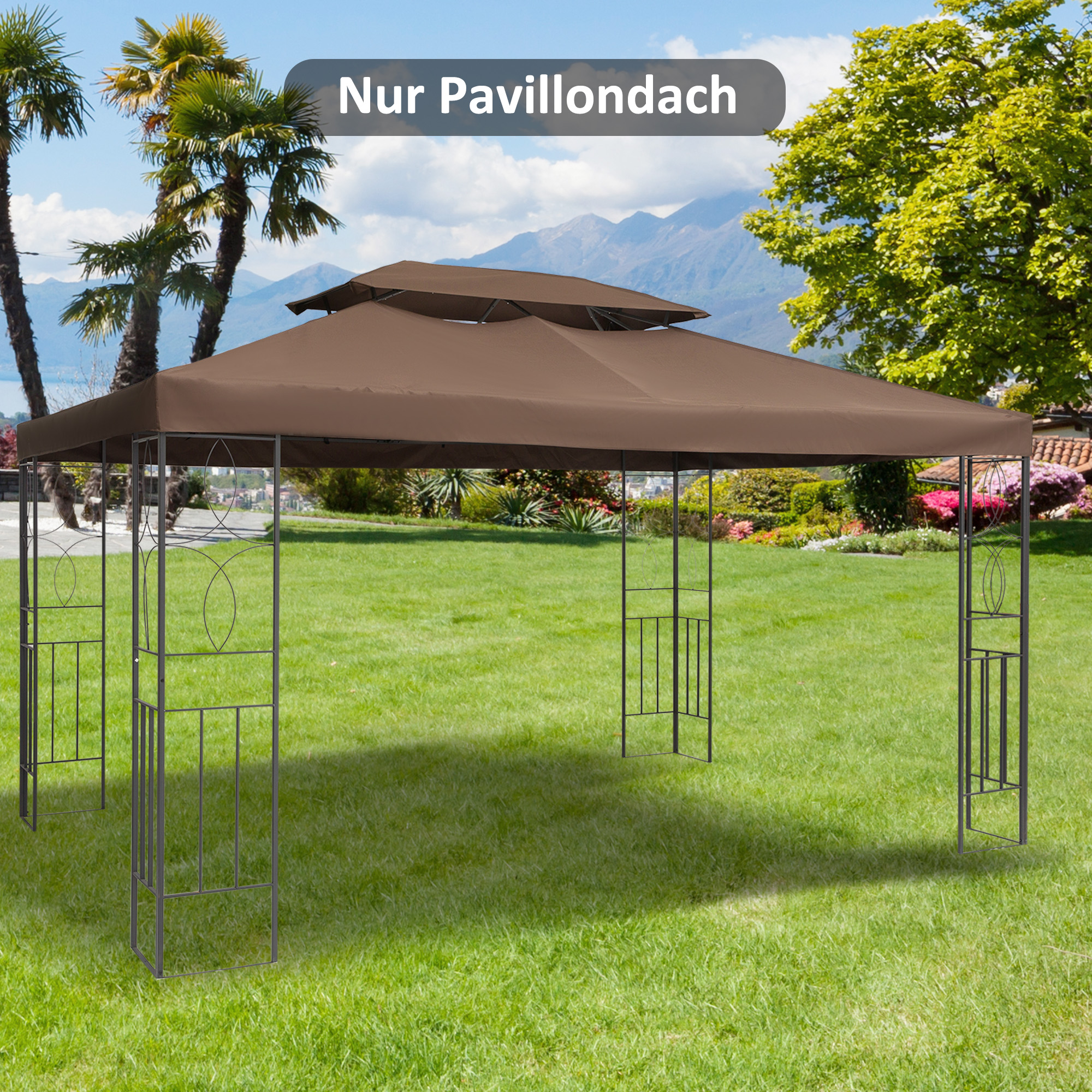 Ersatzdach für Gartenpavillons 3x4m Polyester Kaffee