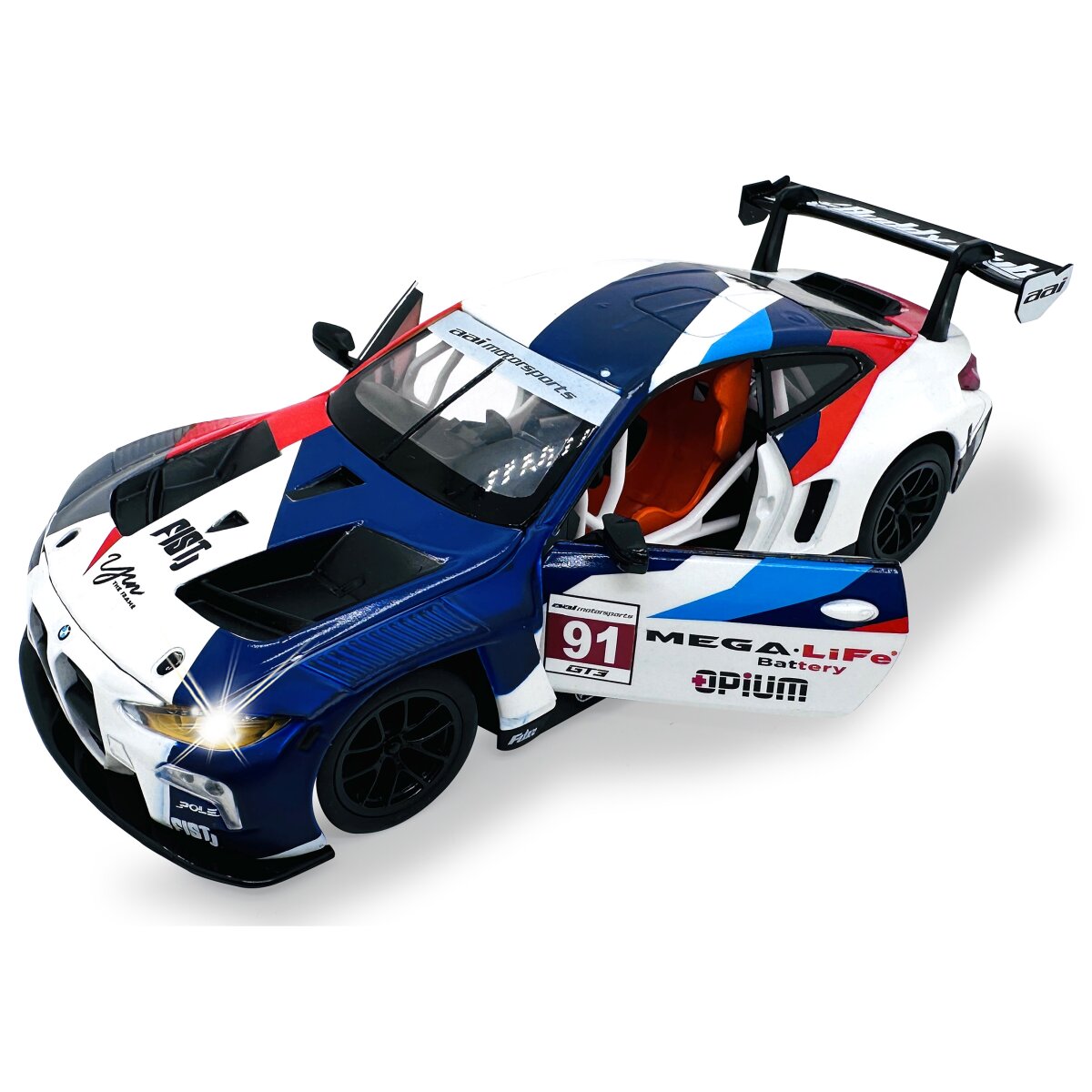 BMW M4 GT3 Diecast 1:24 weiß inkl. Knopfzellen BMW M4 GT3 Diecast 1:24 weiß inkl. Knopfzellen