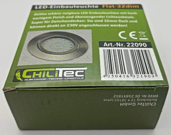 LED-Einbauleuchte "Flat-32dim" warmweiß, 80x32mm, 5W, 590lm, Edelstahl gebürstet