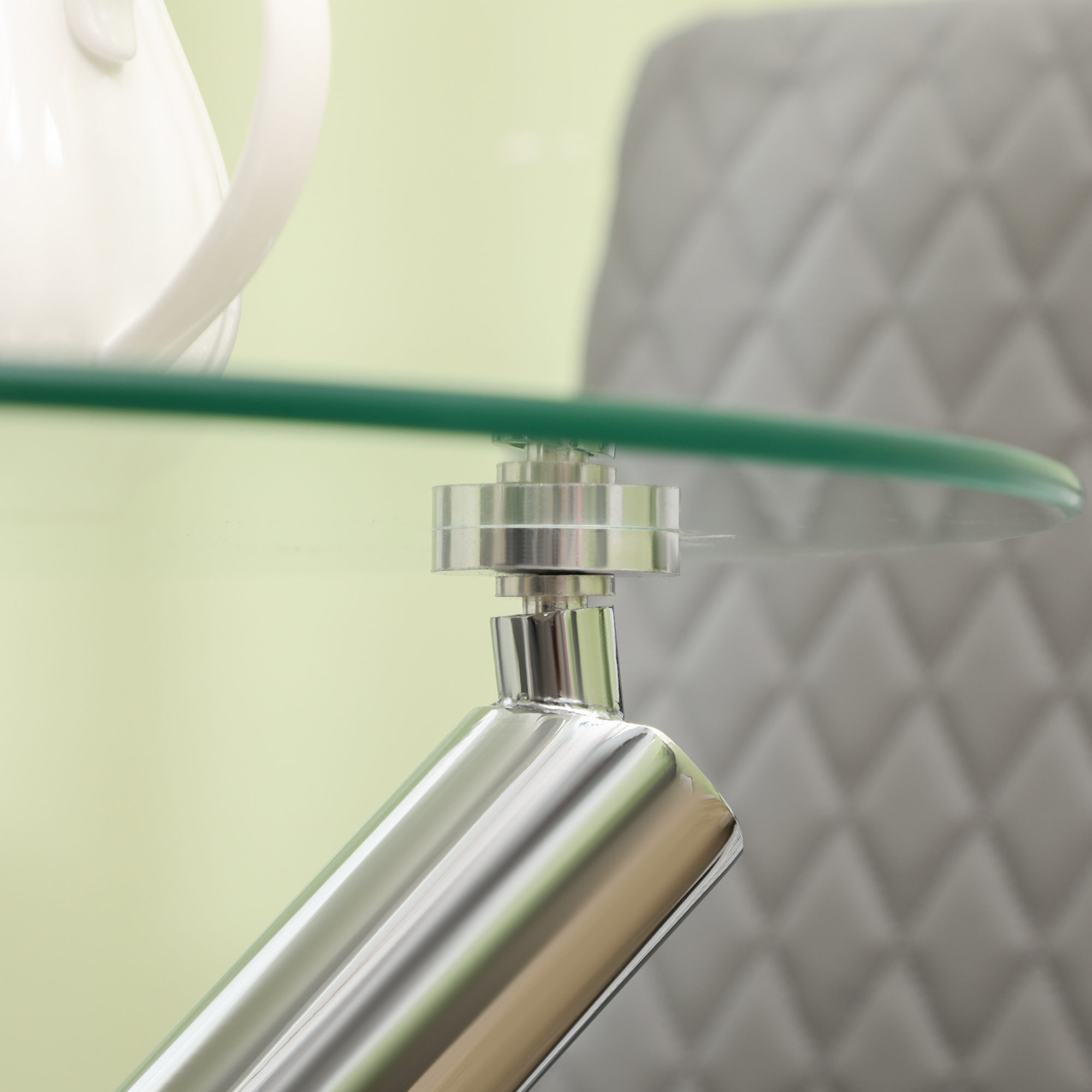 Esstisch, runde Hartglasplatte, randloses Design, für 2-4 Personen, Stahlbeine, 80 x 80 x 74 cm