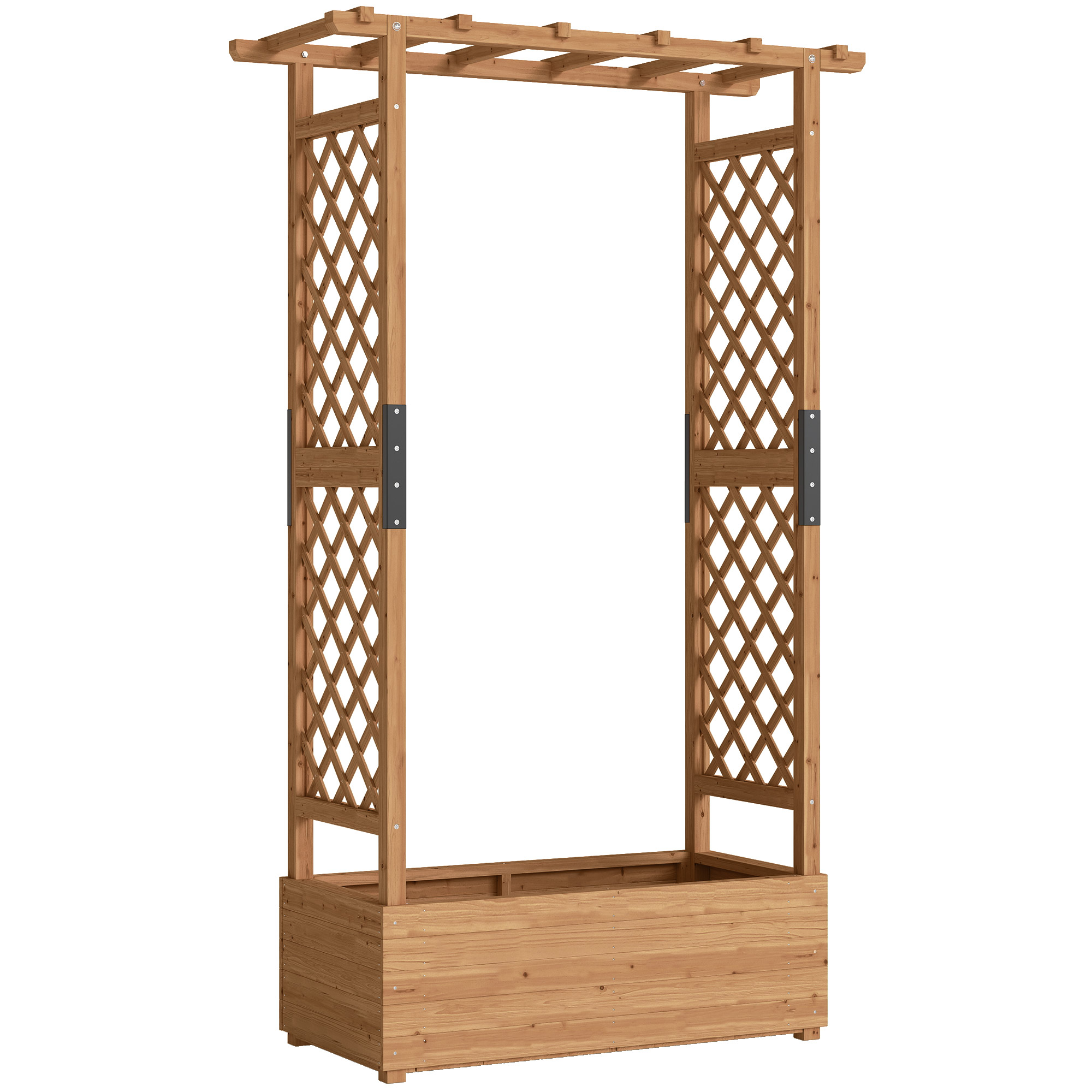 Hochbeet mit Rankengitter und Dach, für Blumen, Obst, Gemüse, Kräuter, 110 x 44 x 181 cm, Holz, Orange