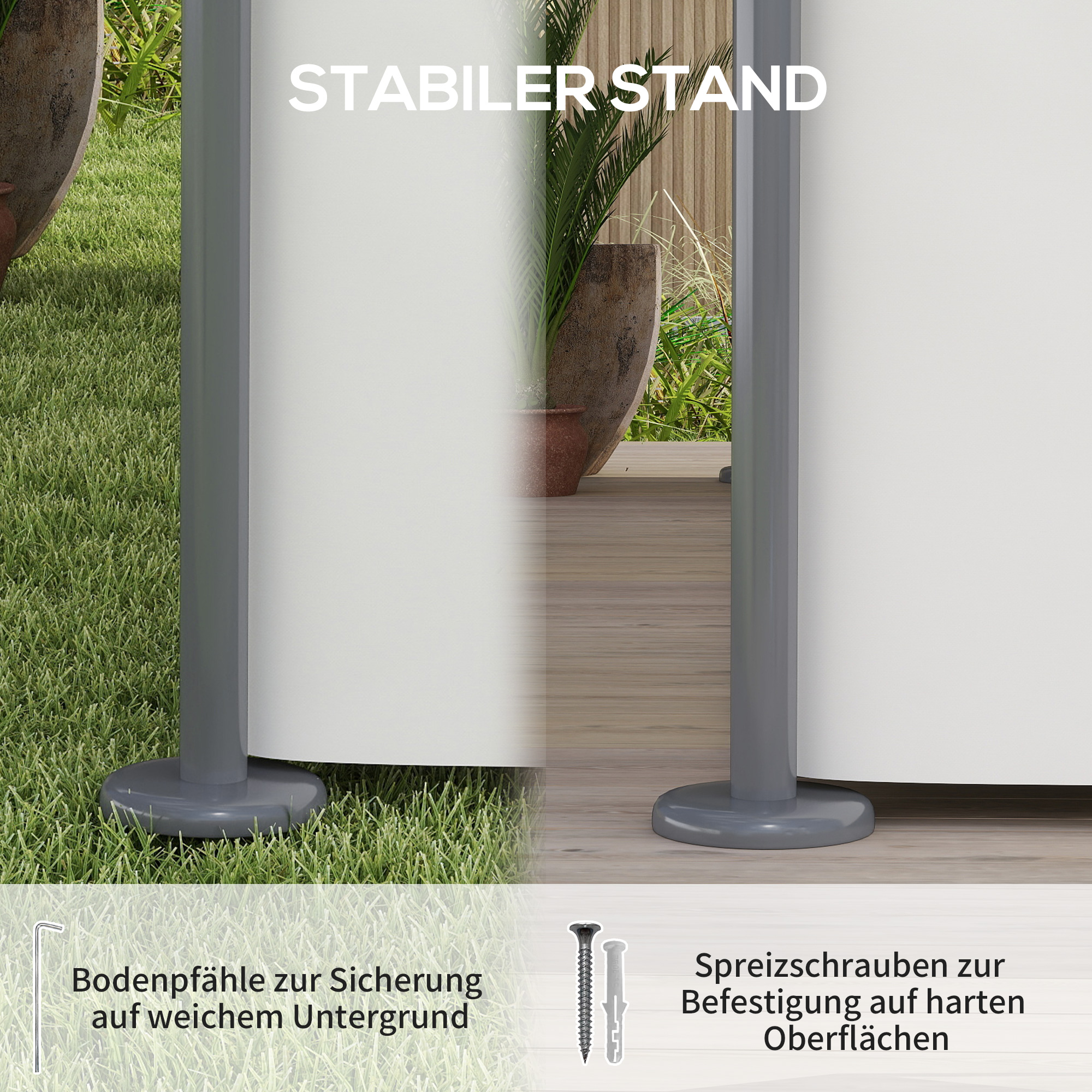 Gartenpavillon Doppeldach, 6 Seitenteile, Wasserabweisend, Für Garten Terrasse, 4x3 m, Cremeweiß